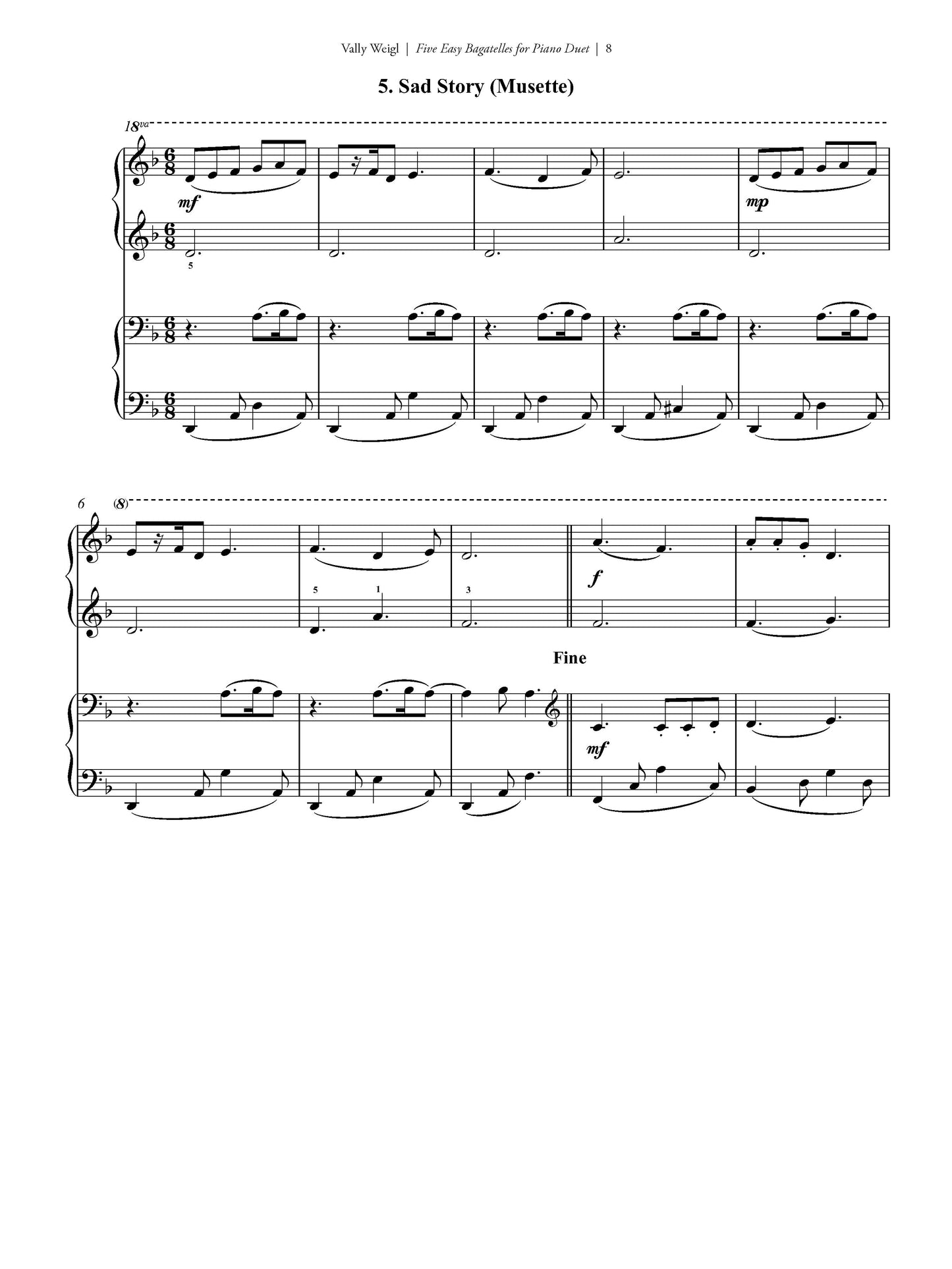 FIVE EASY BAGATELLES FOR PIANO DUET