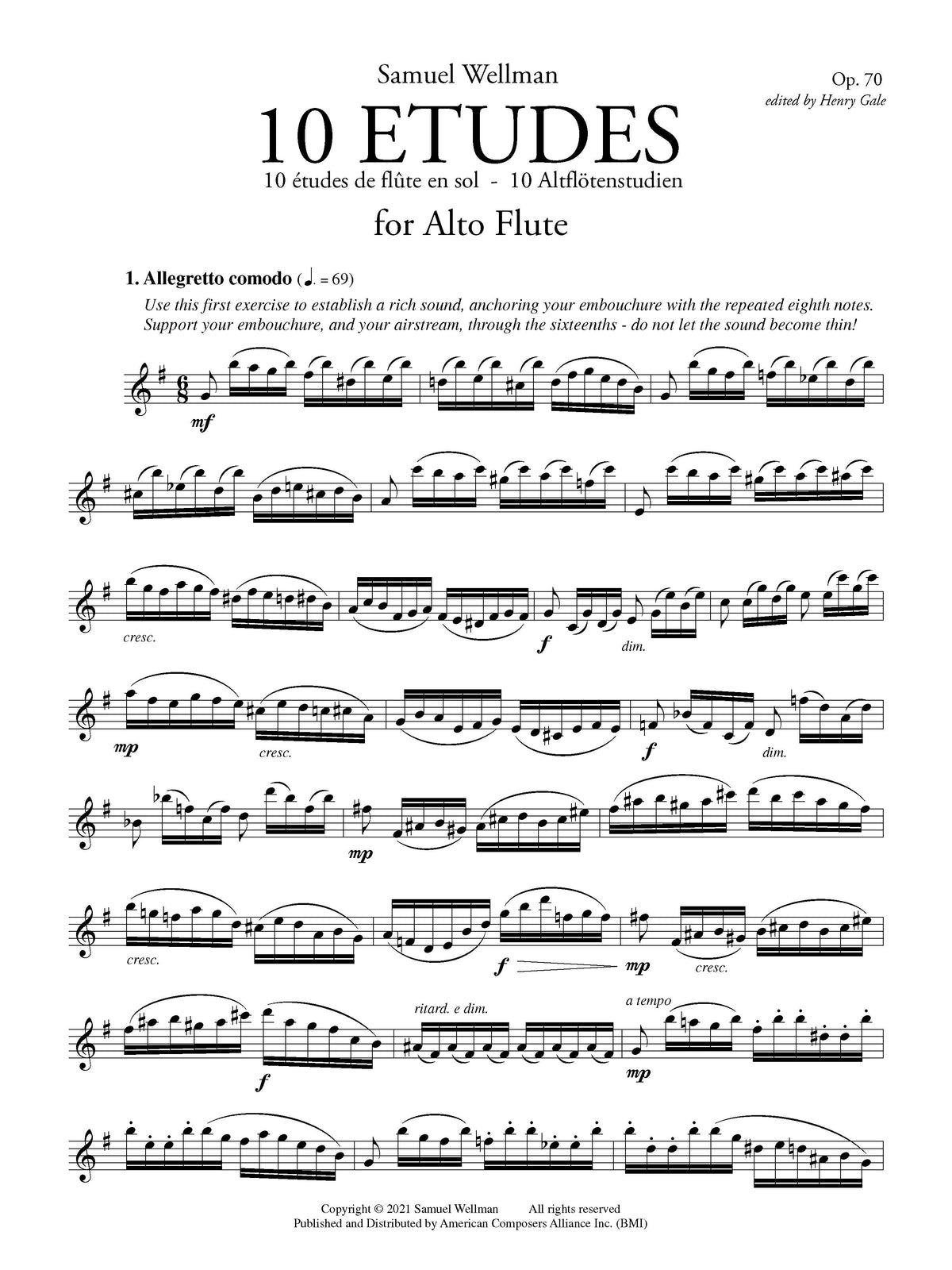 Flute Compuser Ten Etudes for Alto Flute – American Composers Alliance