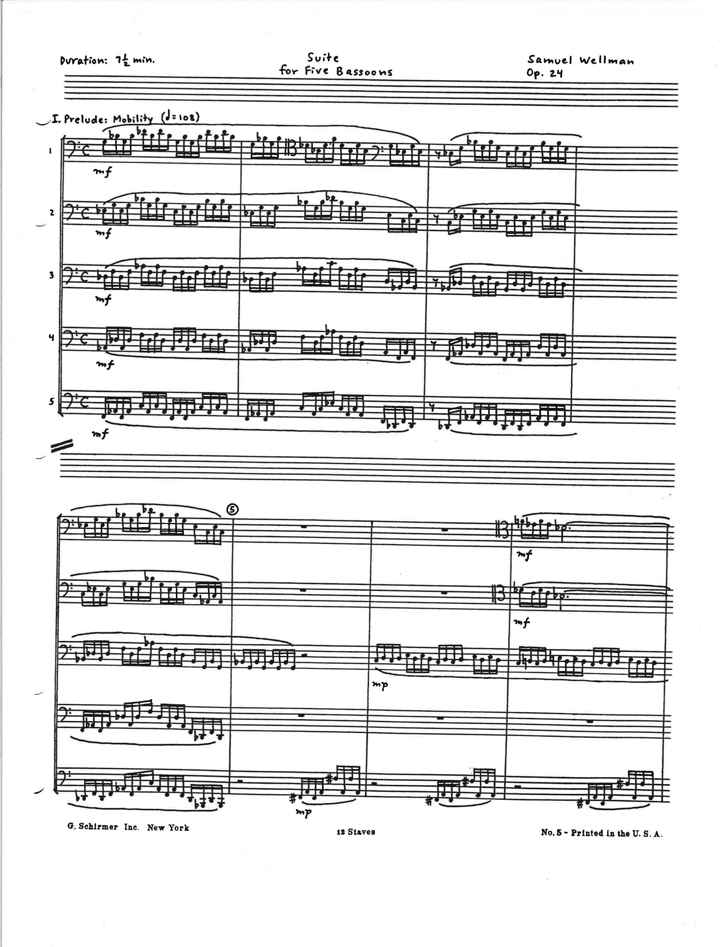 SUITE FOR FIVE BASSOONS