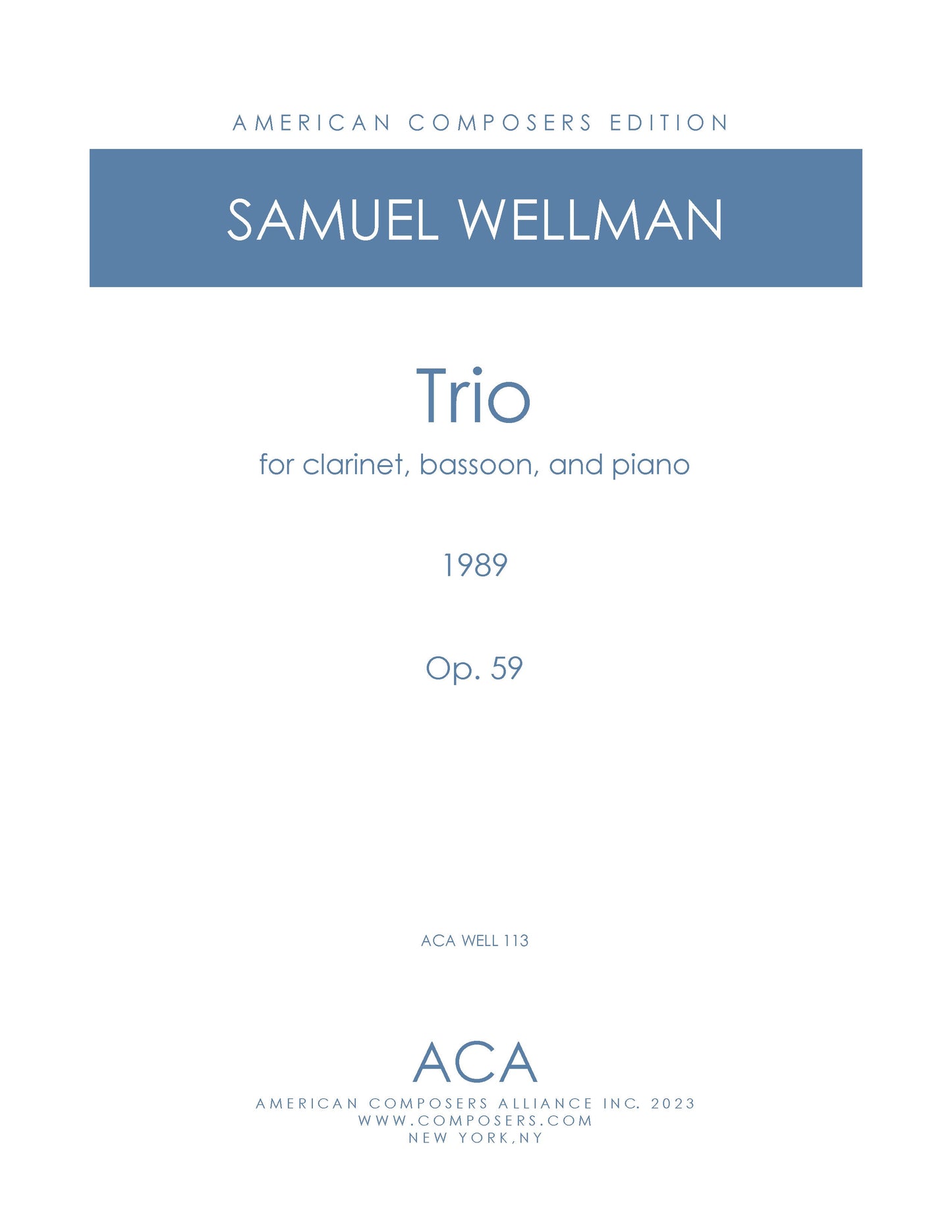 TRIO FOR CLARINET, BASSOON, AND PIANO OPUS 59