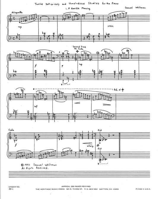 TWELVE NOT-SO-EASY AND UNMELODIOUS STUDIES FOR PIANO OPUS 89