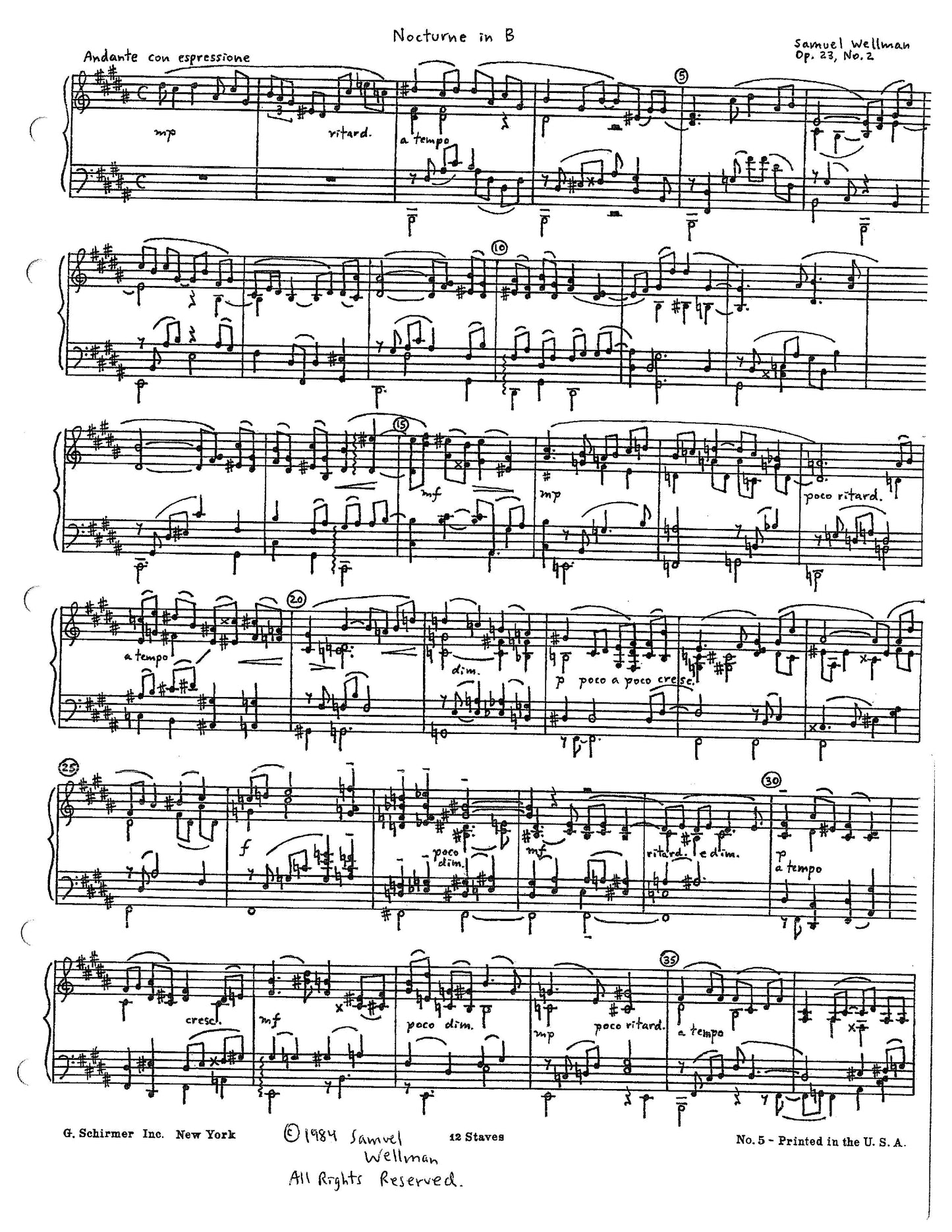 TWO NOCTURNES OPUS 23, for piano