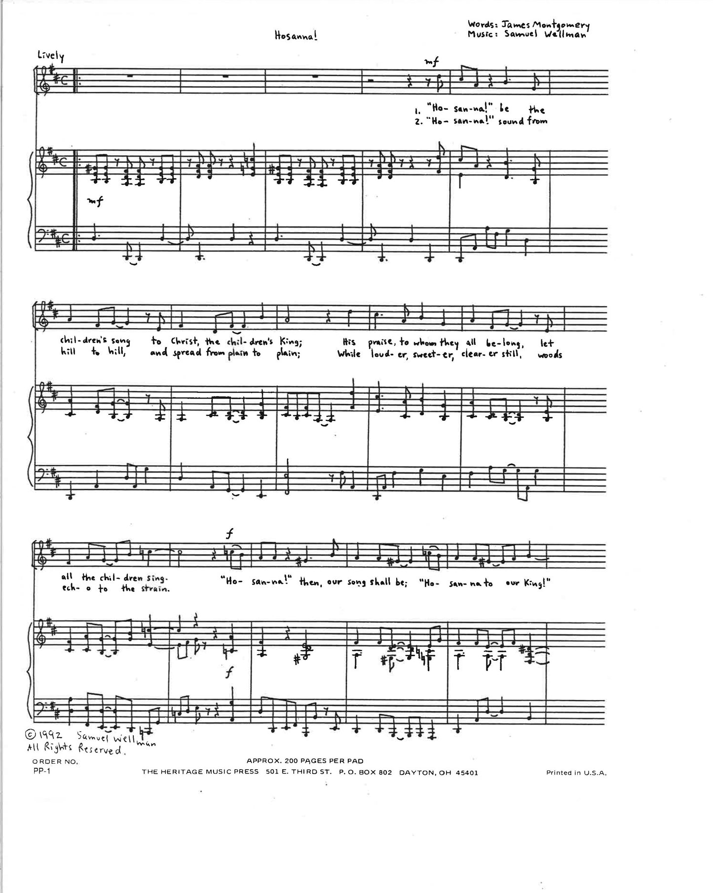 TWO SONGS FOR CHILDREN'S CHOIR OPUS 86