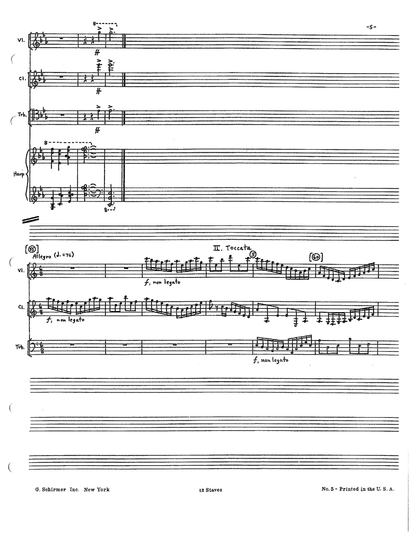 SUITE for Harp, Violin, Clarinet, and Trombone OPUS 21