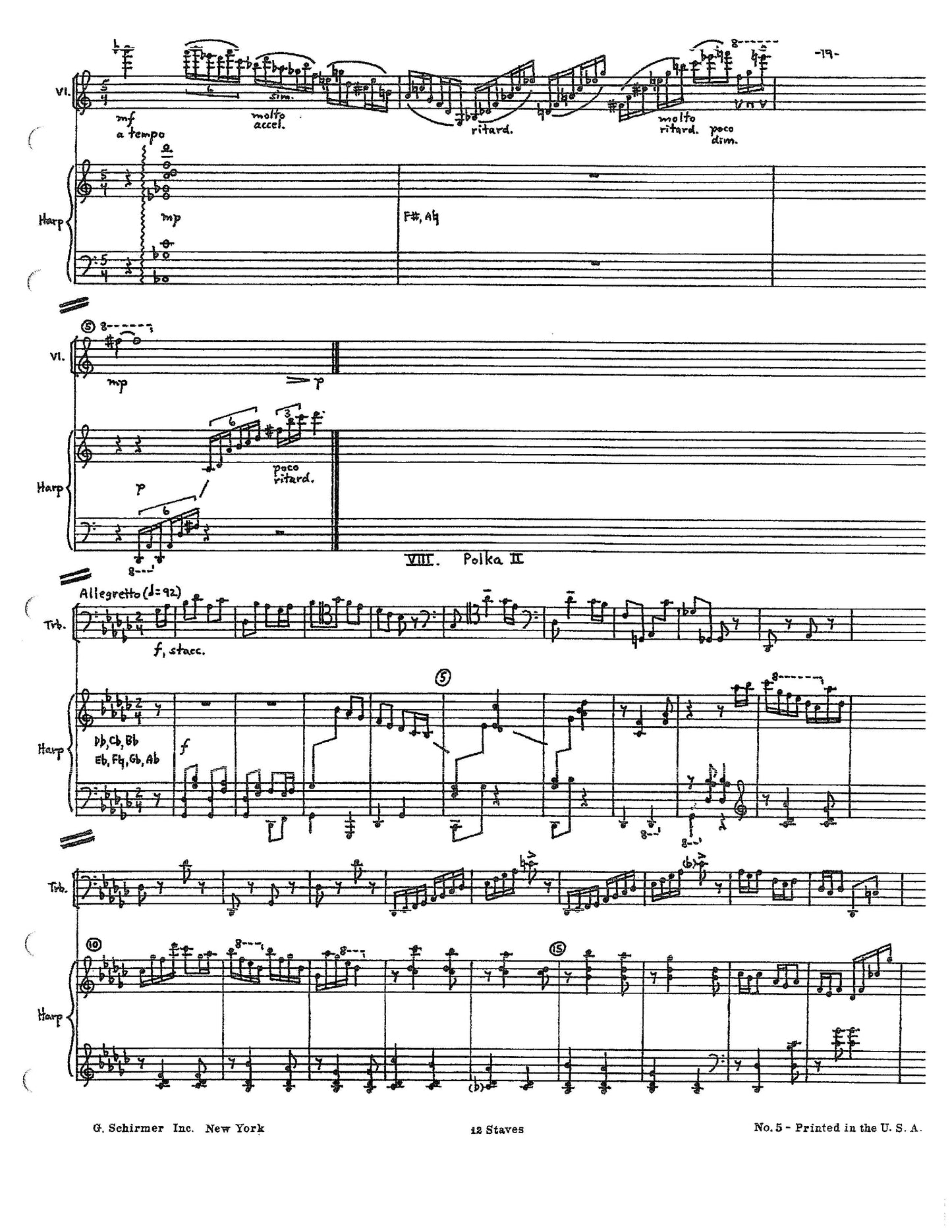 SUITE for Harp, Violin, Clarinet, and Trombone OPUS 21