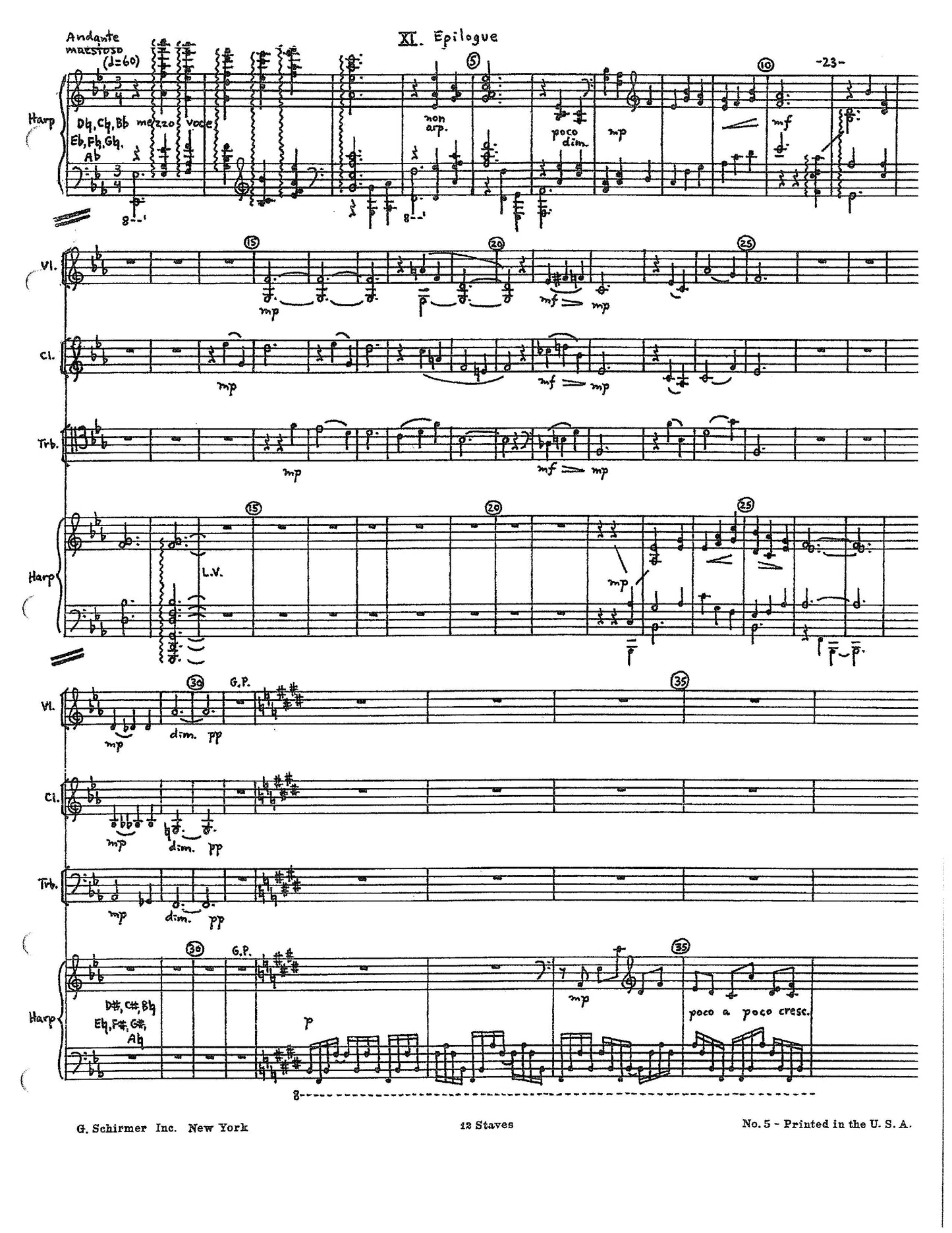 SUITE for Harp, Violin, Clarinet, and Trombone OPUS 21