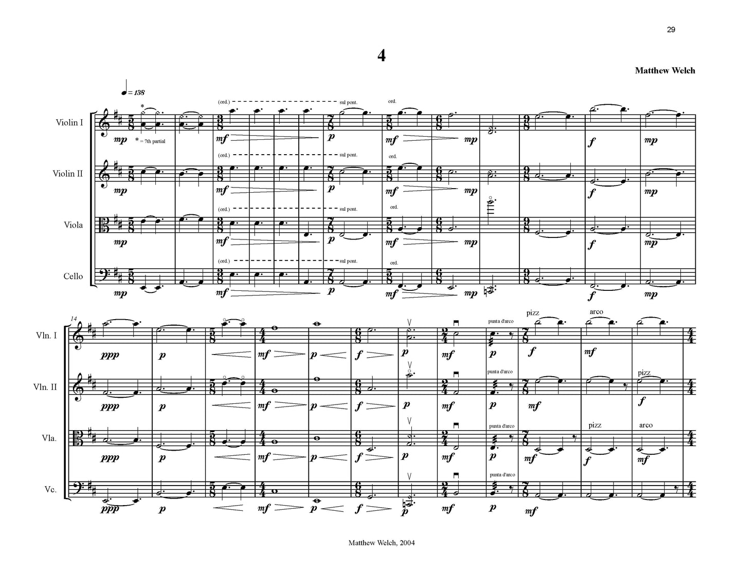 SIUBHAL TURNLAR for String Quartet