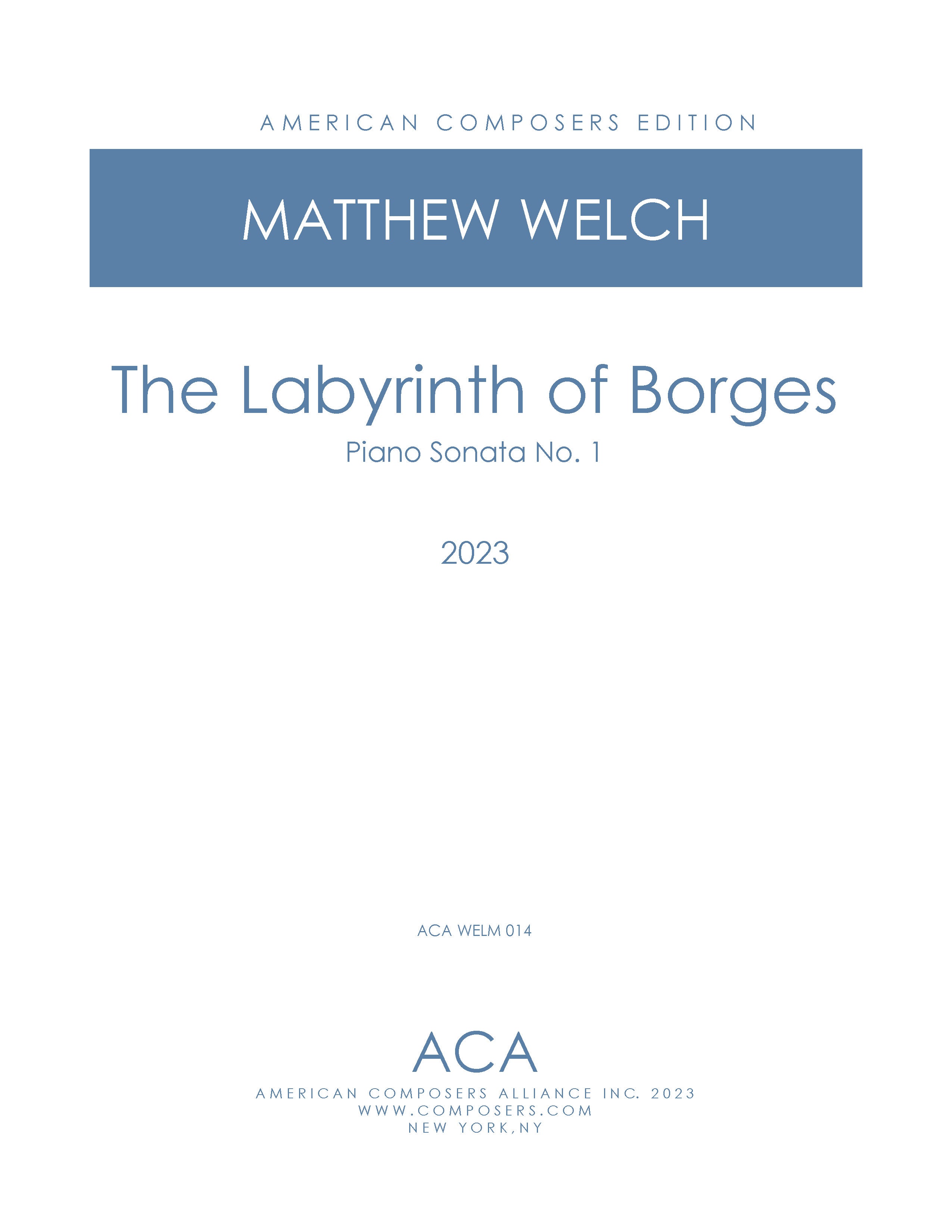 Piano Sonata No. 1 - The Labyrinths of Borges – American Composers