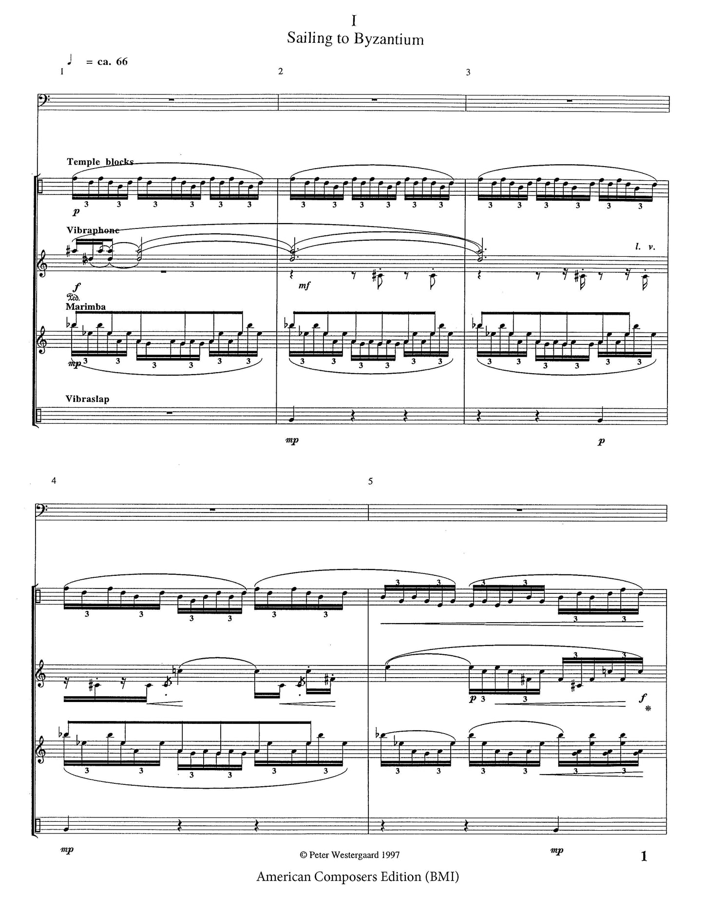 CANTATA V - Byzantium for Baritone and Percussion Quartet