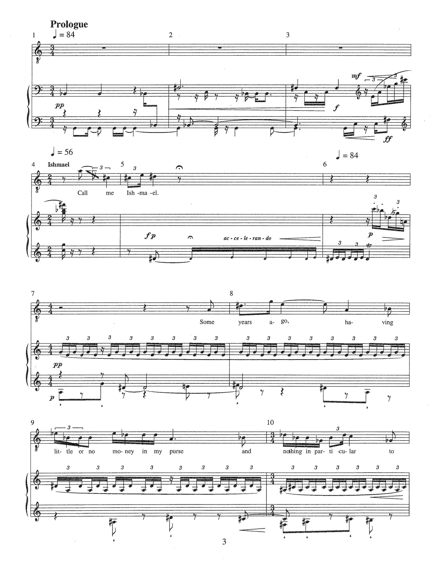 MOBY DICK, SCENES FROM AN IMAGINARY OPERA - piano-vocal score