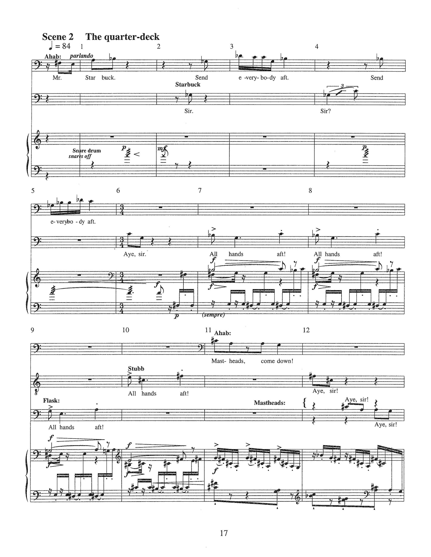 MOBY DICK, SCENES FROM AN IMAGINARY OPERA - piano-vocal score