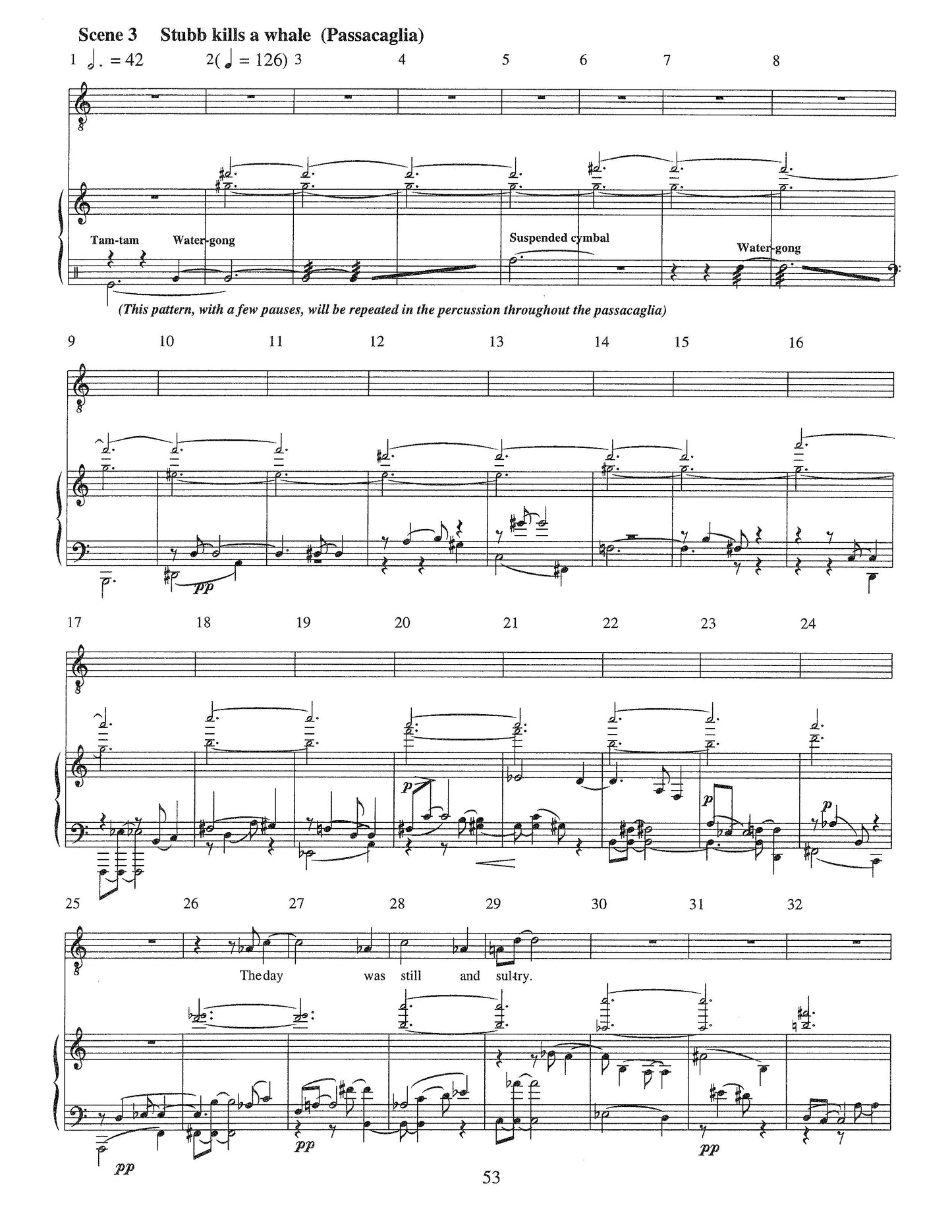 MOBY DICK, SCENES FROM AN IMAGINARY OPERA - piano-vocal score