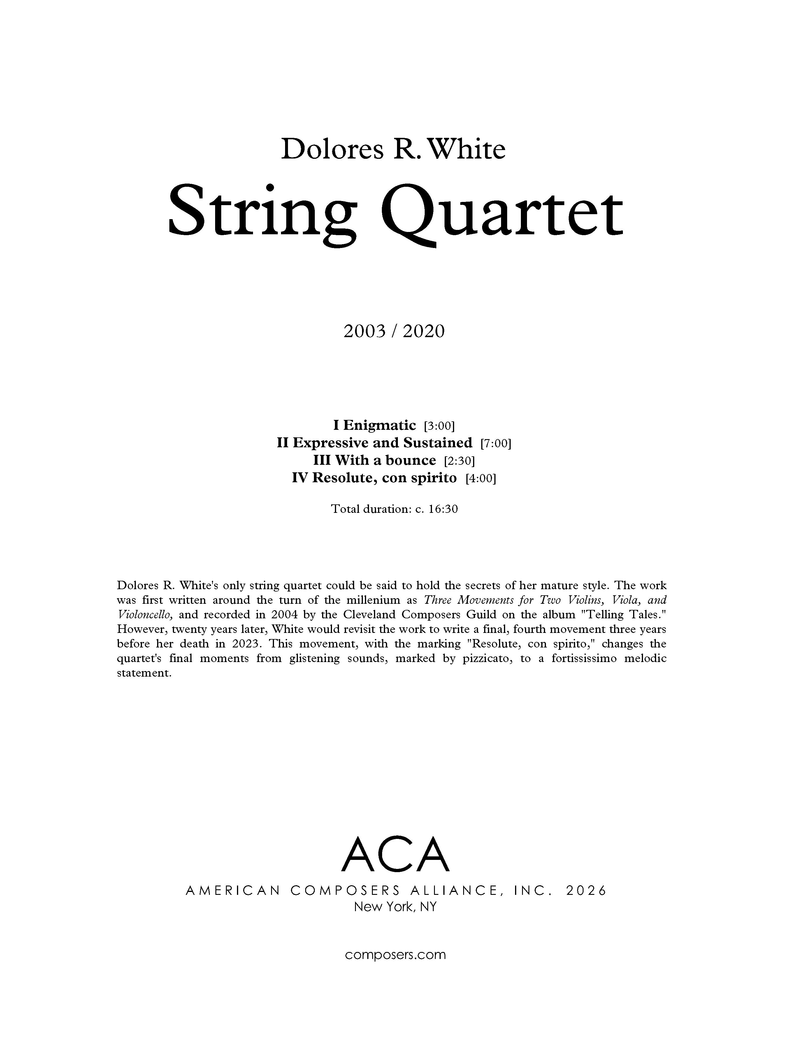 String Quartet – American Composers Alliance