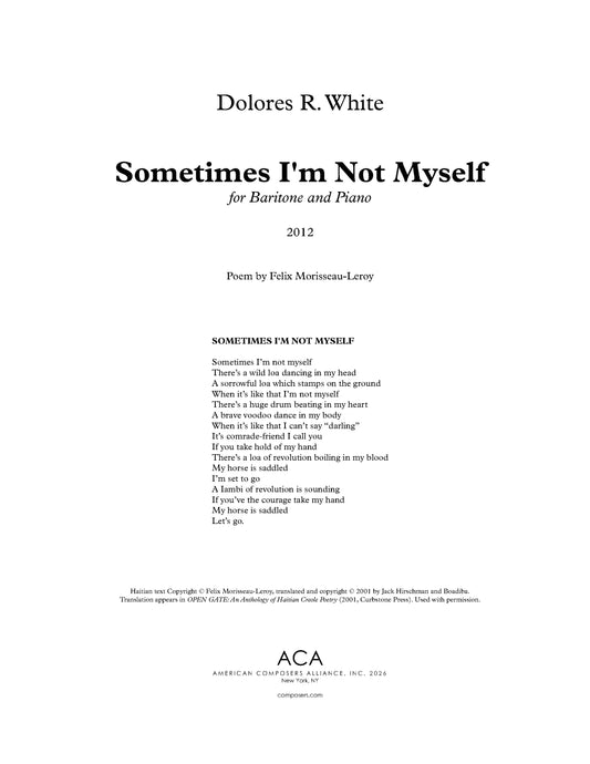 Sometimes I'm Not Myself (Baritone Version)