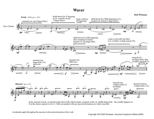 WAVER and RUSTLE - two pieces for Bass Clarinet