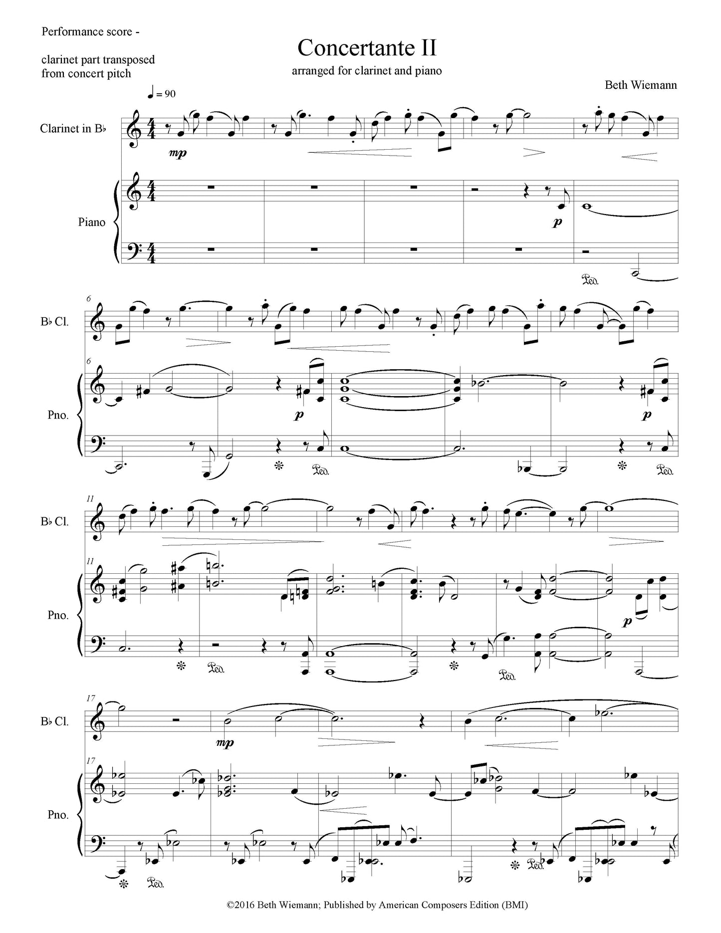 CONCERTANTE II (Clarinet and piano)