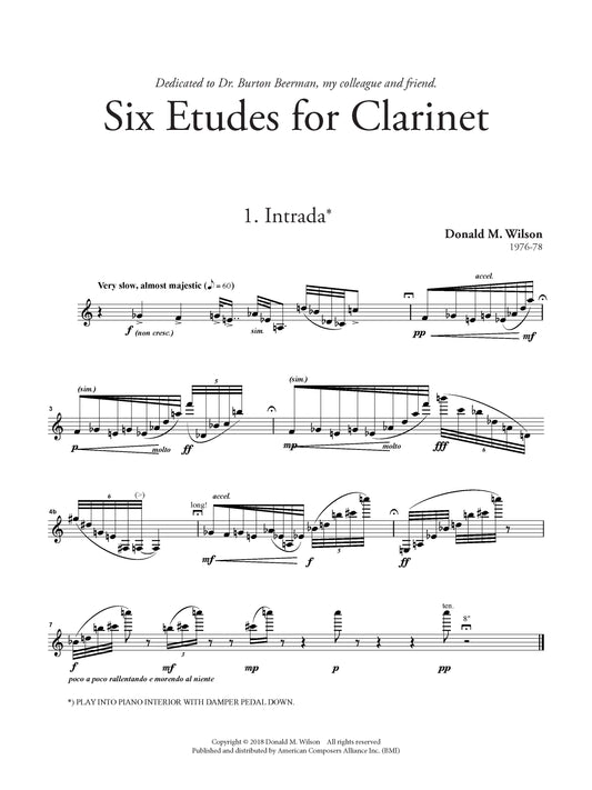 SIX ETUDES FOR CLARINET