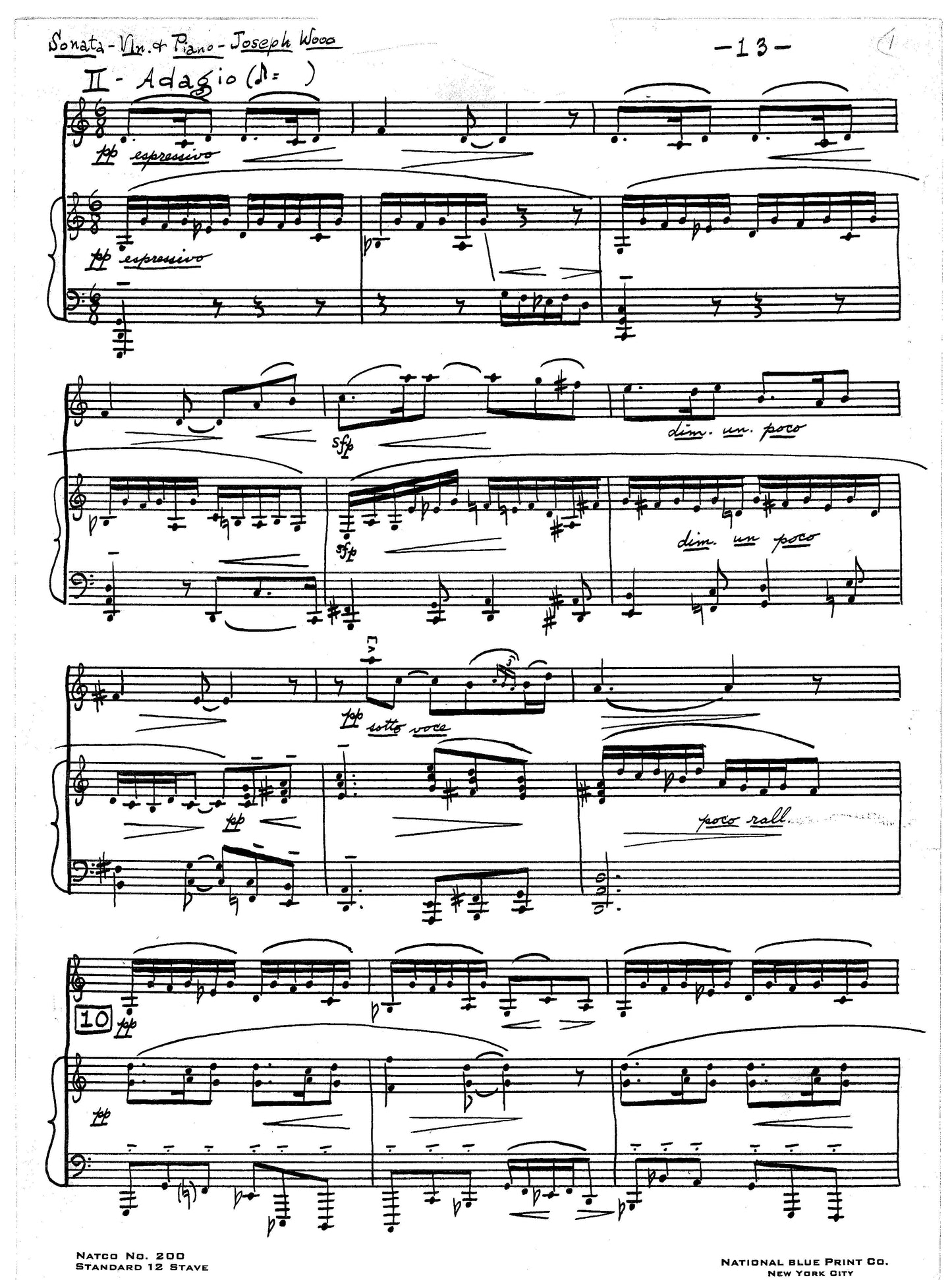 SONATA FOR VIOLIN & PIANO