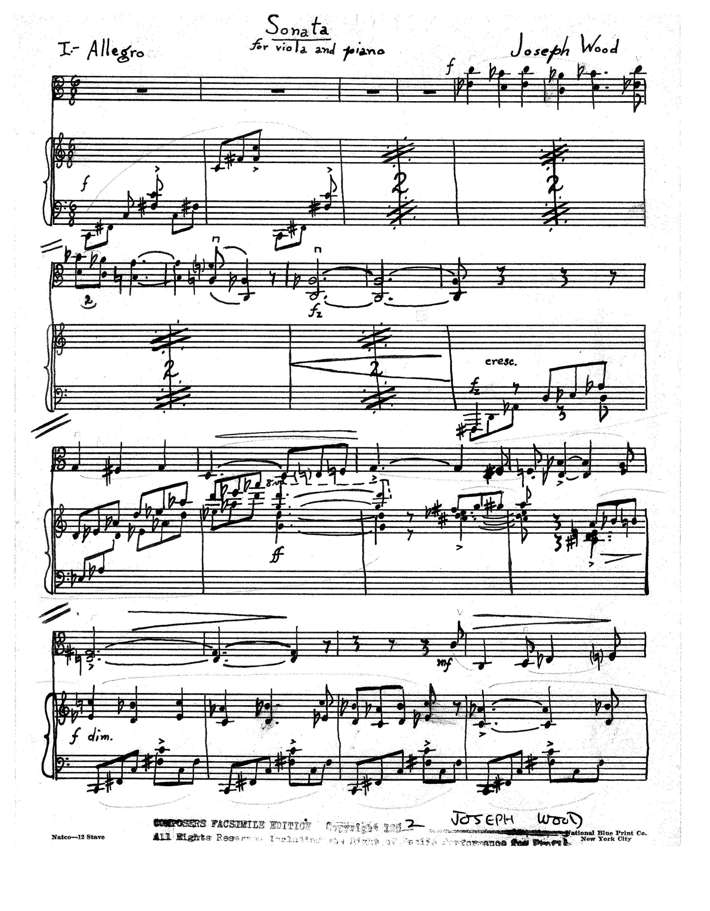 SONATA FOR VIOLA & PIANO