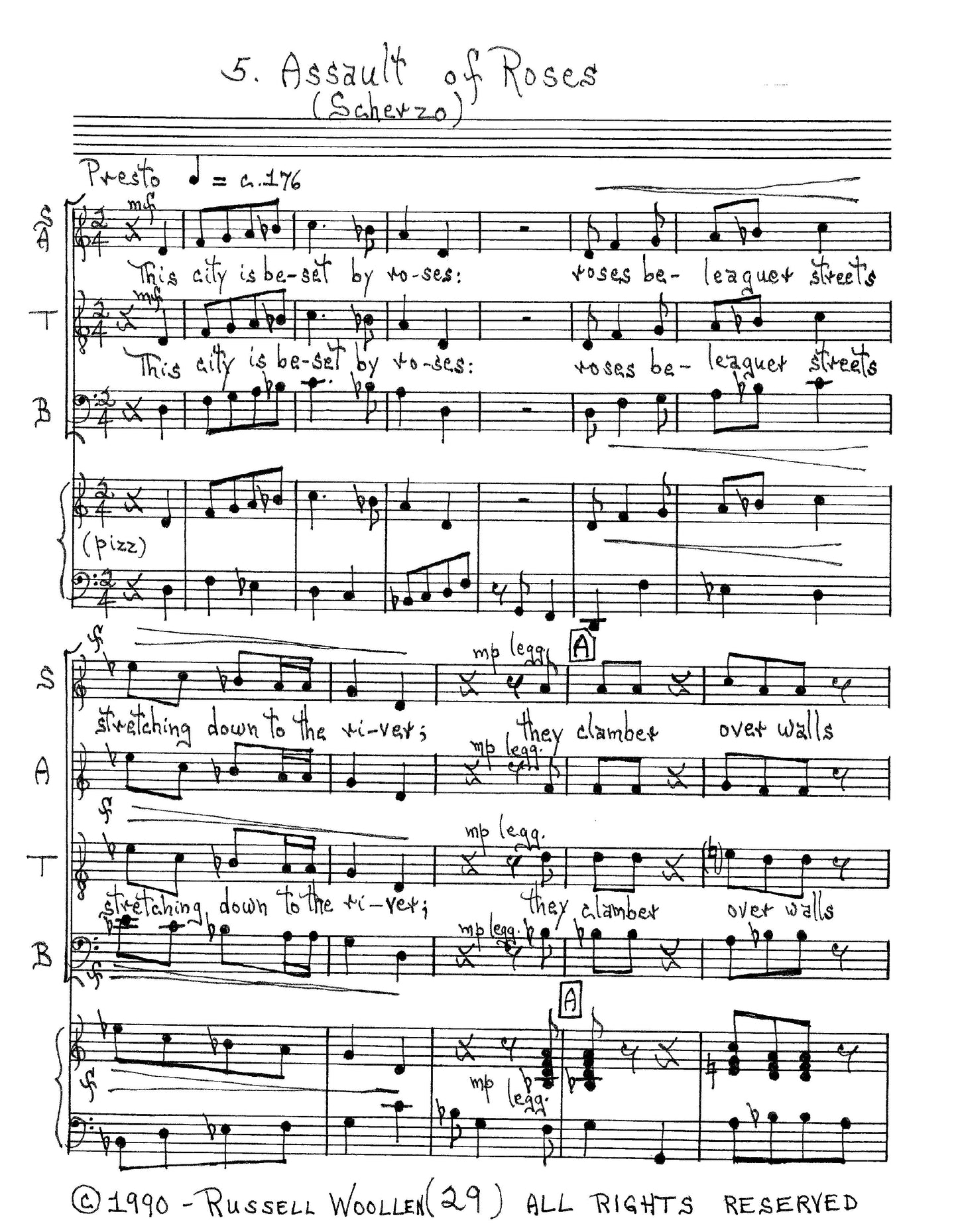 ALEXANDRIA SUITE - SATB Piano Vocal Score