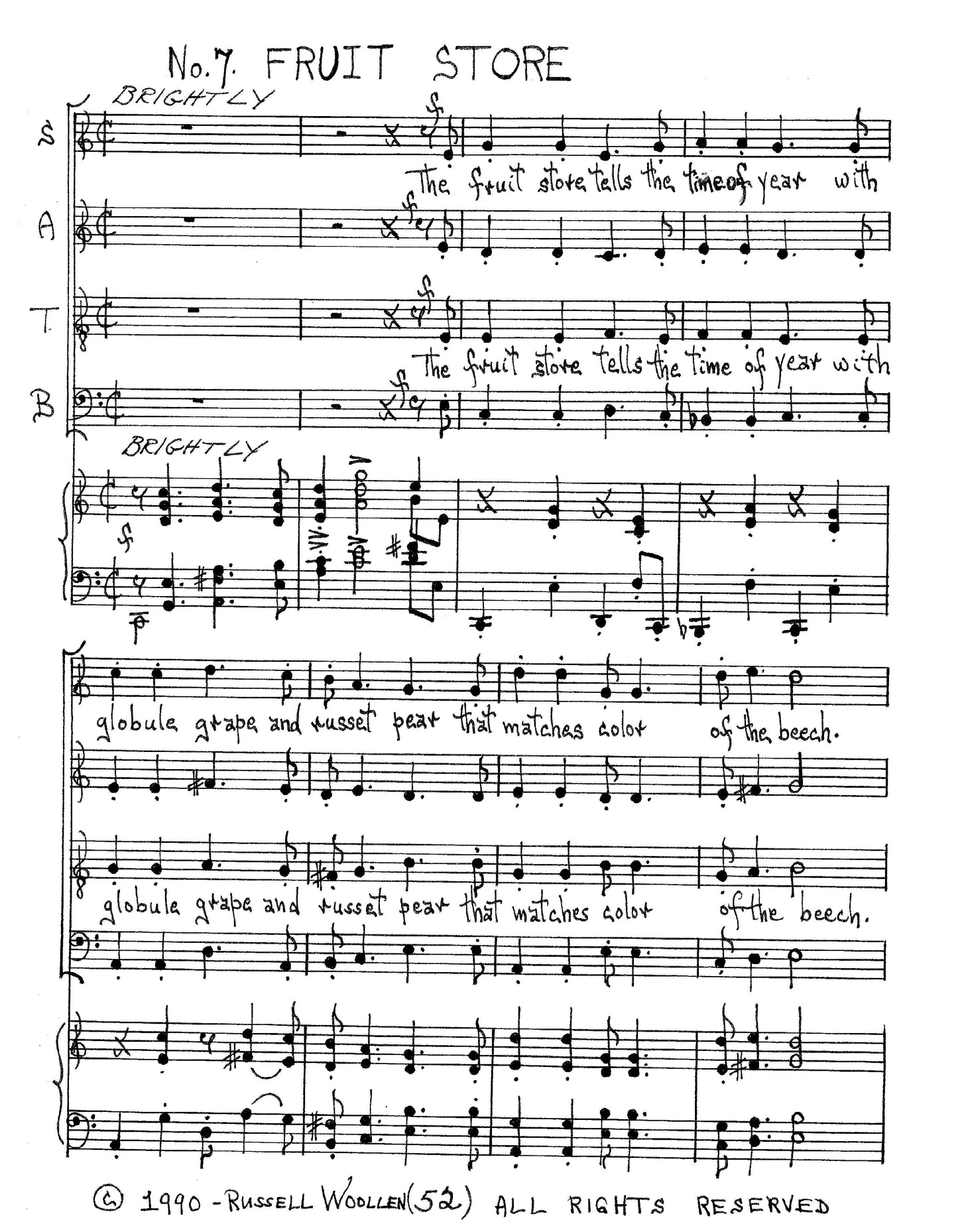 ALEXANDRIA SUITE - SATB Piano Vocal Score