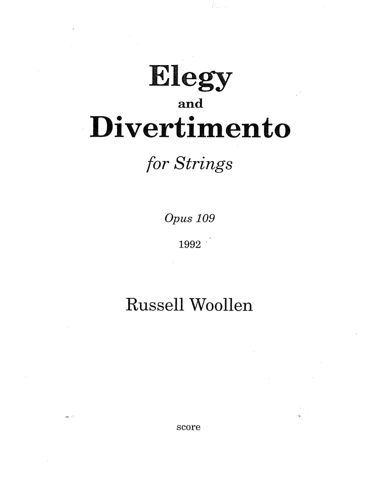 ELEGY & DIVERTIMENTO