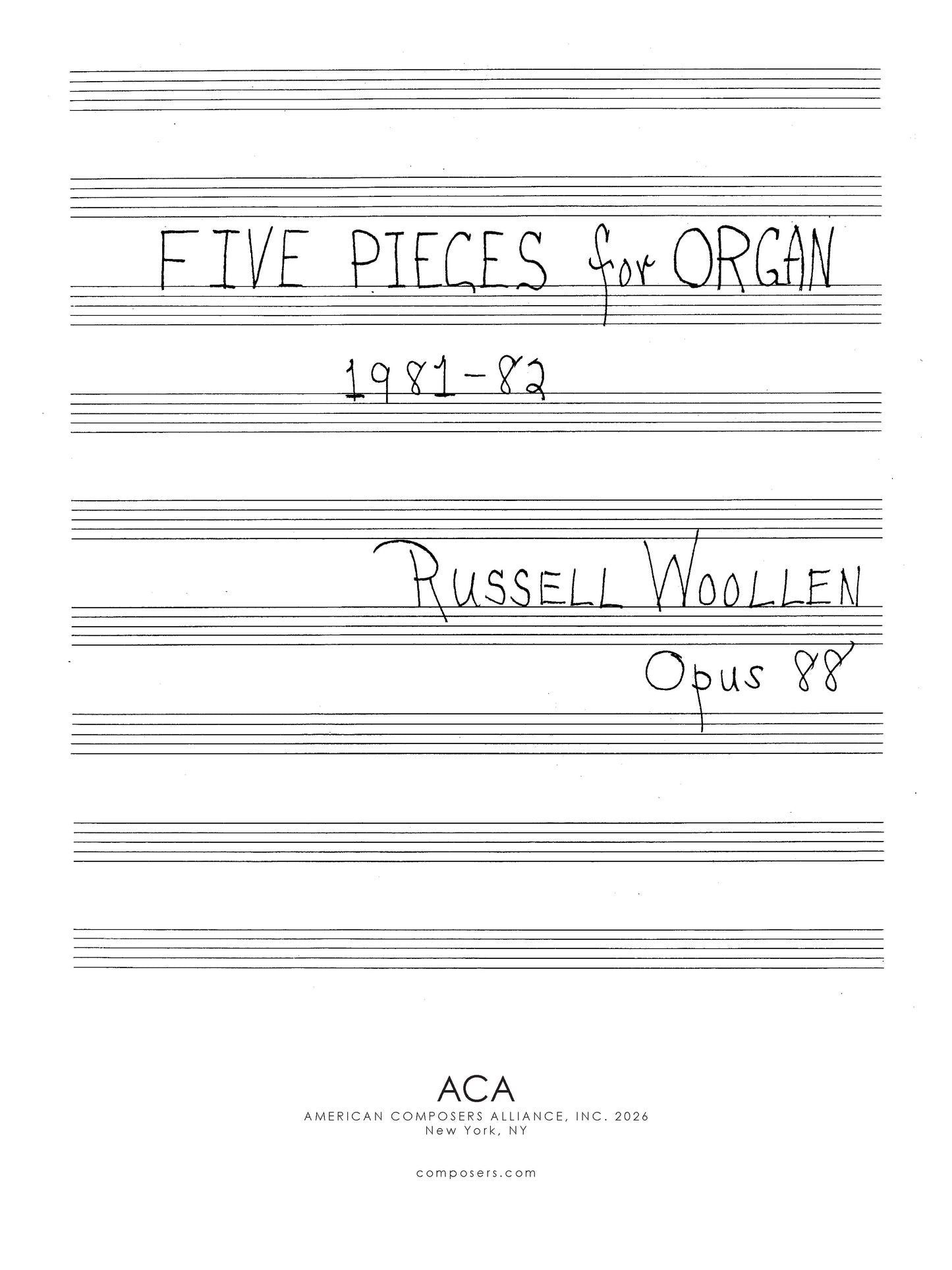 Five Pieces for Organ
