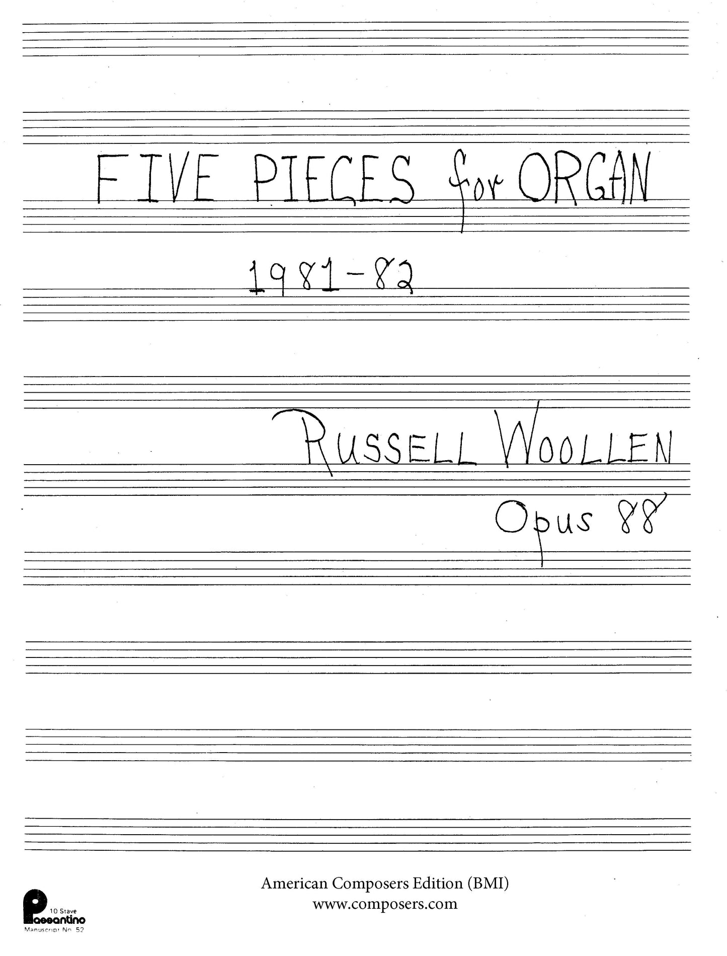 FIVE PIECES FOR ORGAN