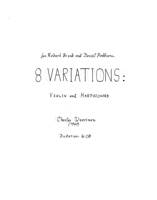 EIGHT VARIATIONS FOR Violin & Harpsichord