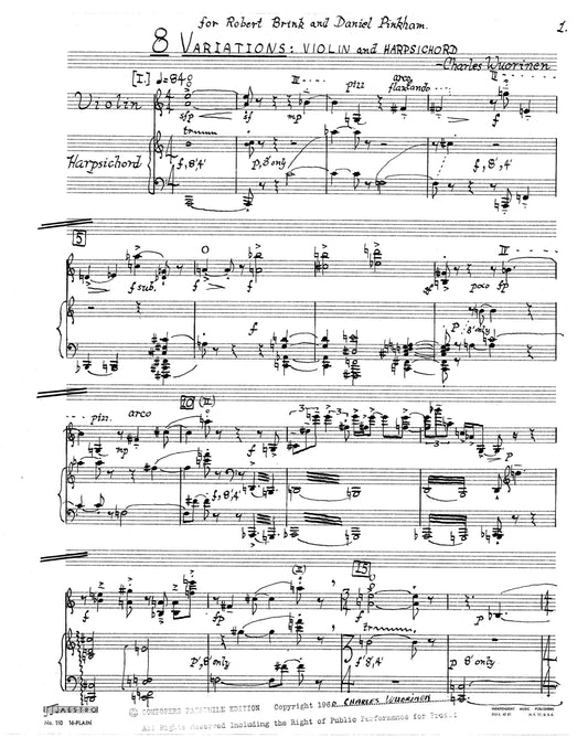 EIGHT VARIATIONS FOR Violin & Harpsichord