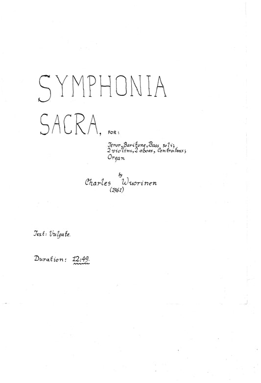 SYMPHONIA SACRA