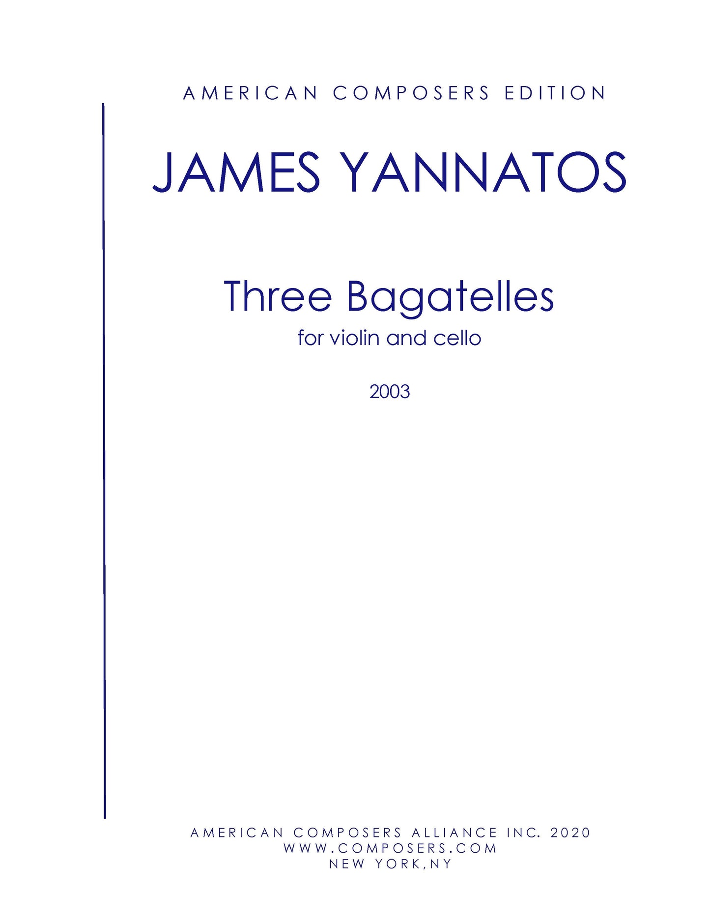 THREE BAGATELLES FOR VIOLIN AND CELLO