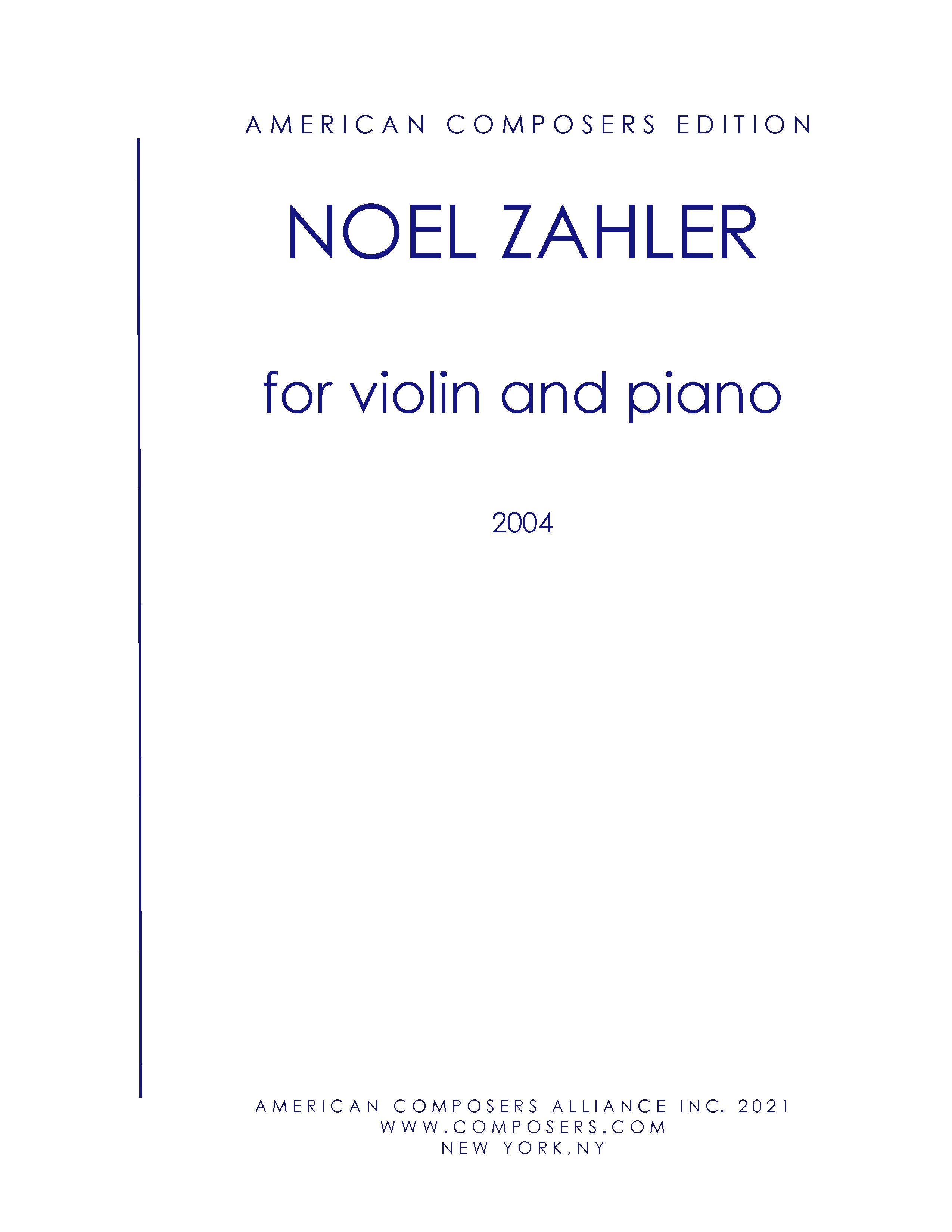 For violin and piano – American Composers Alliance