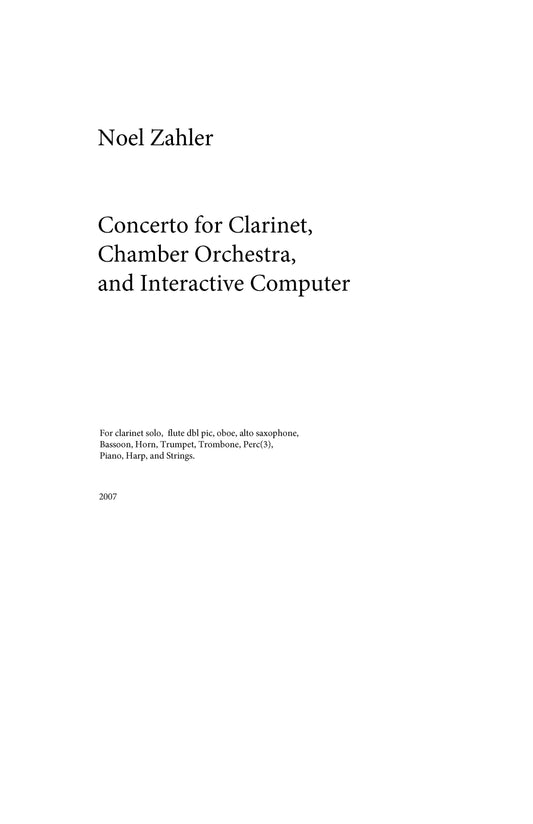 Concerto for Clarinet, Chamber Orchestra, and Interactive Computer