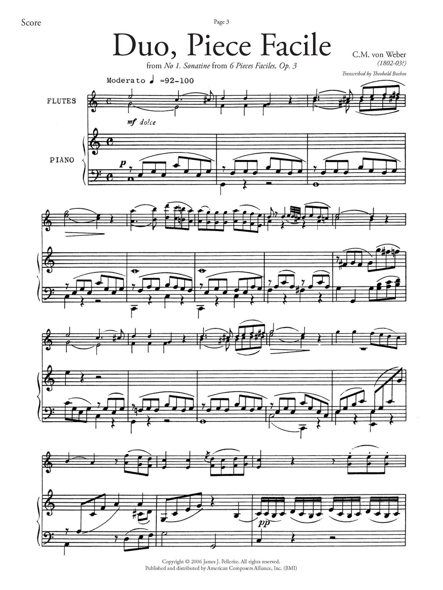 Three Duets for C Flute, Alto Flute, and piano