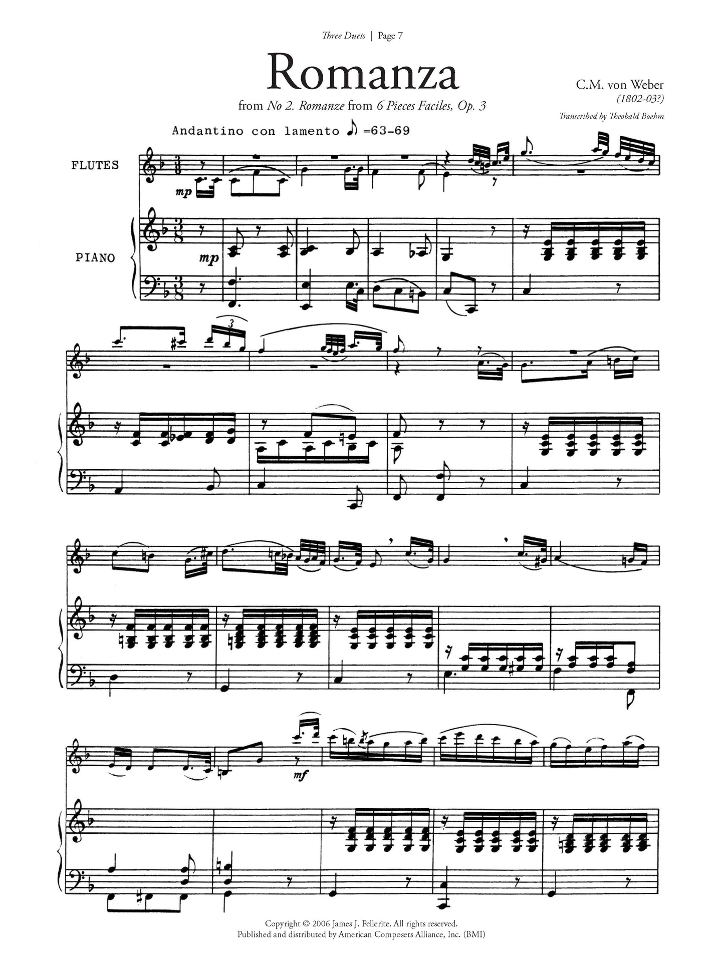 Three Duets for C Flute, Alto Flute, and piano