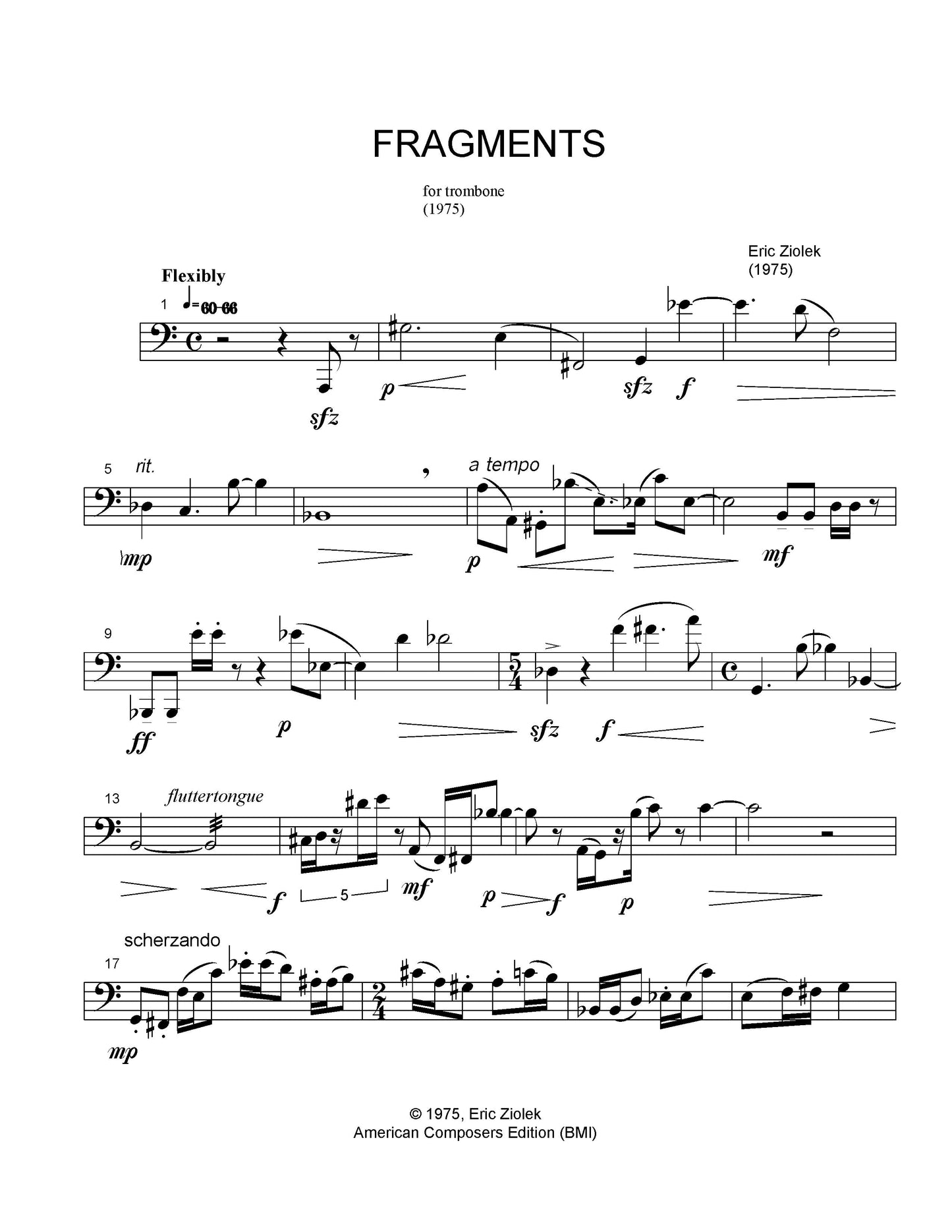 FRAGMENTS for trombone