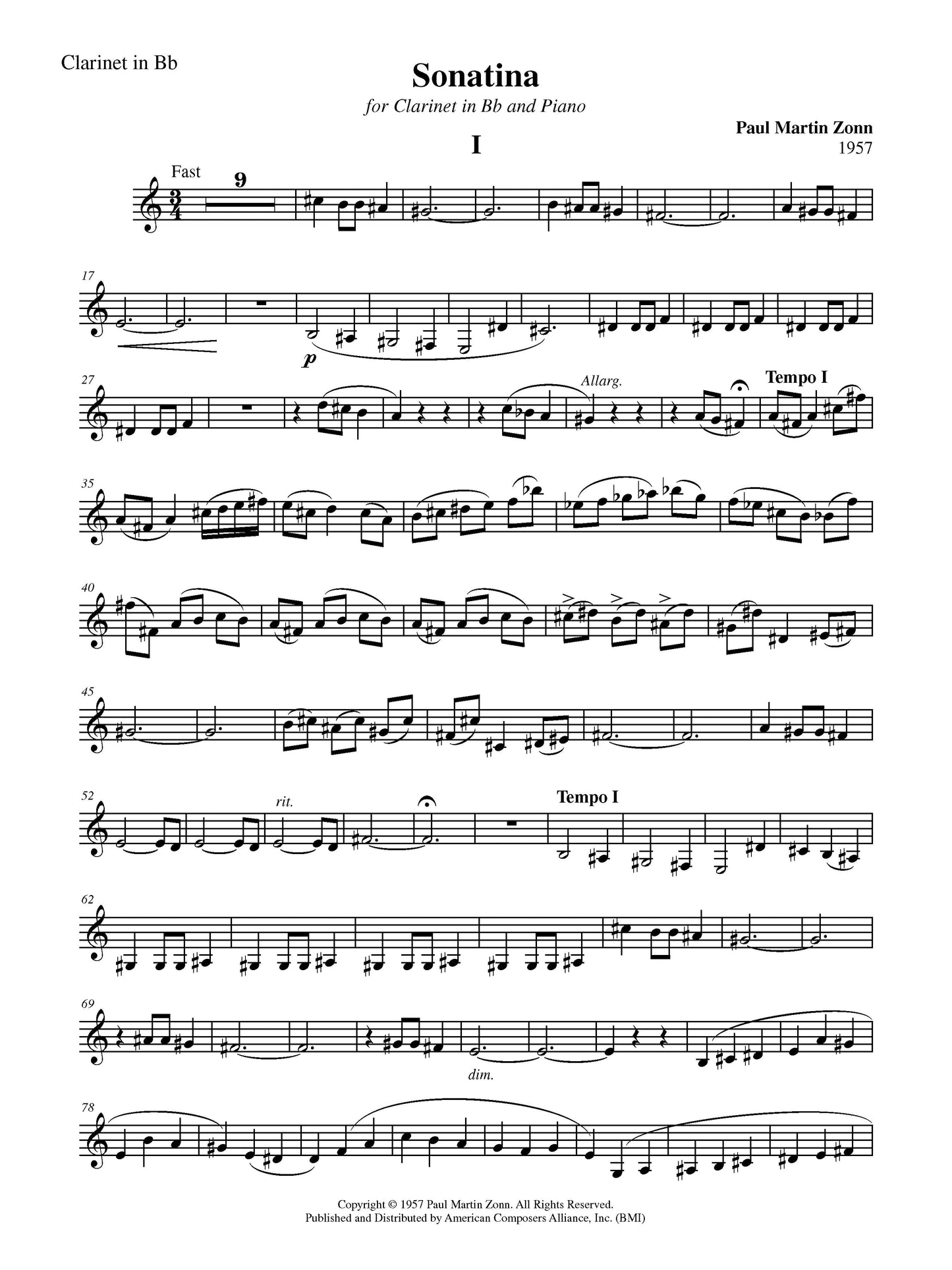 Sonatina for Clarinet and Piano