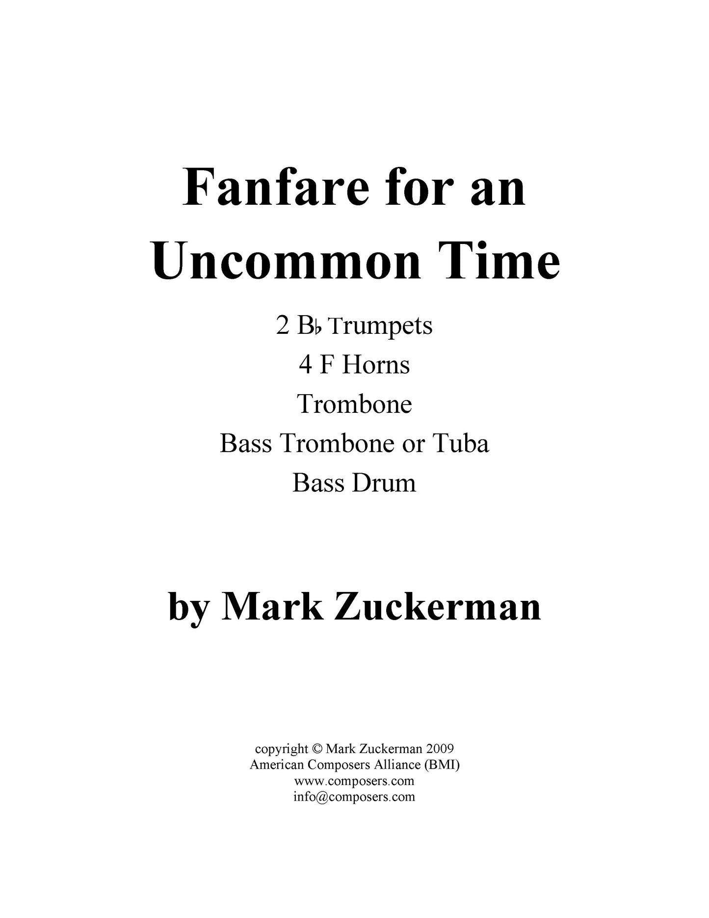 FANFARE FOR AN UNCOMMON TIME