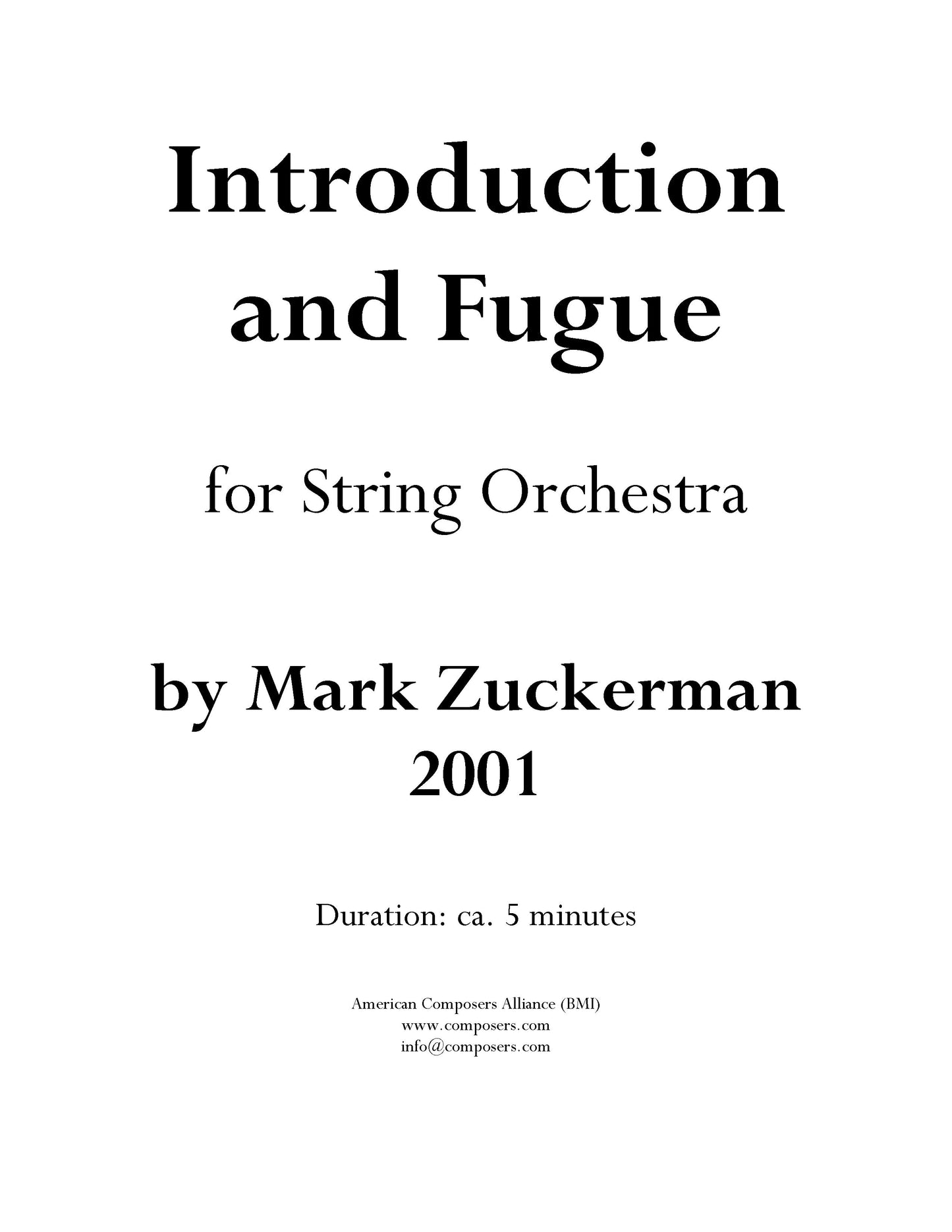 INTRODUCTION AND FUGUE for string orchestra