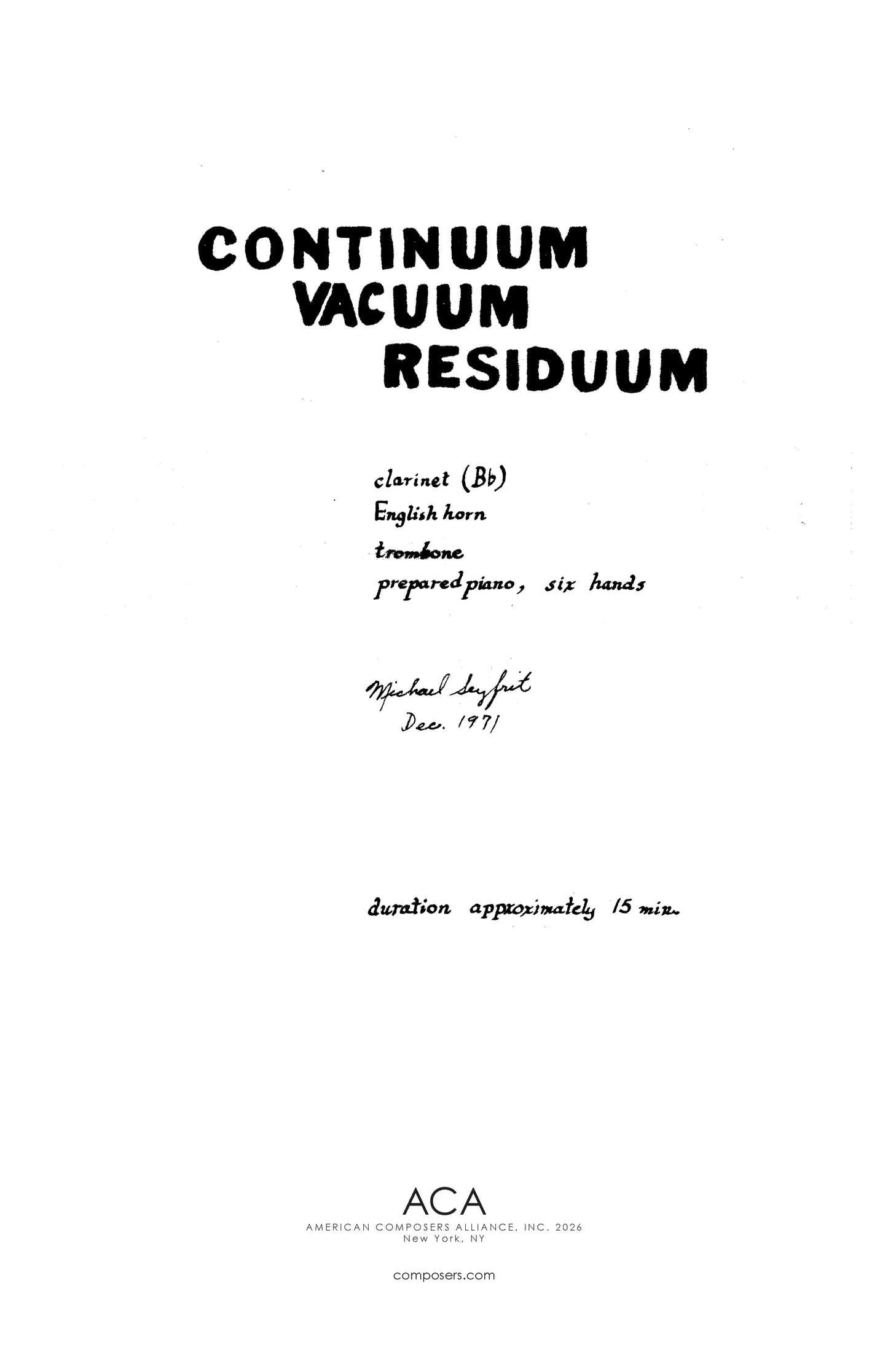 CONTINUUM,VACUUM,RESIDUUM