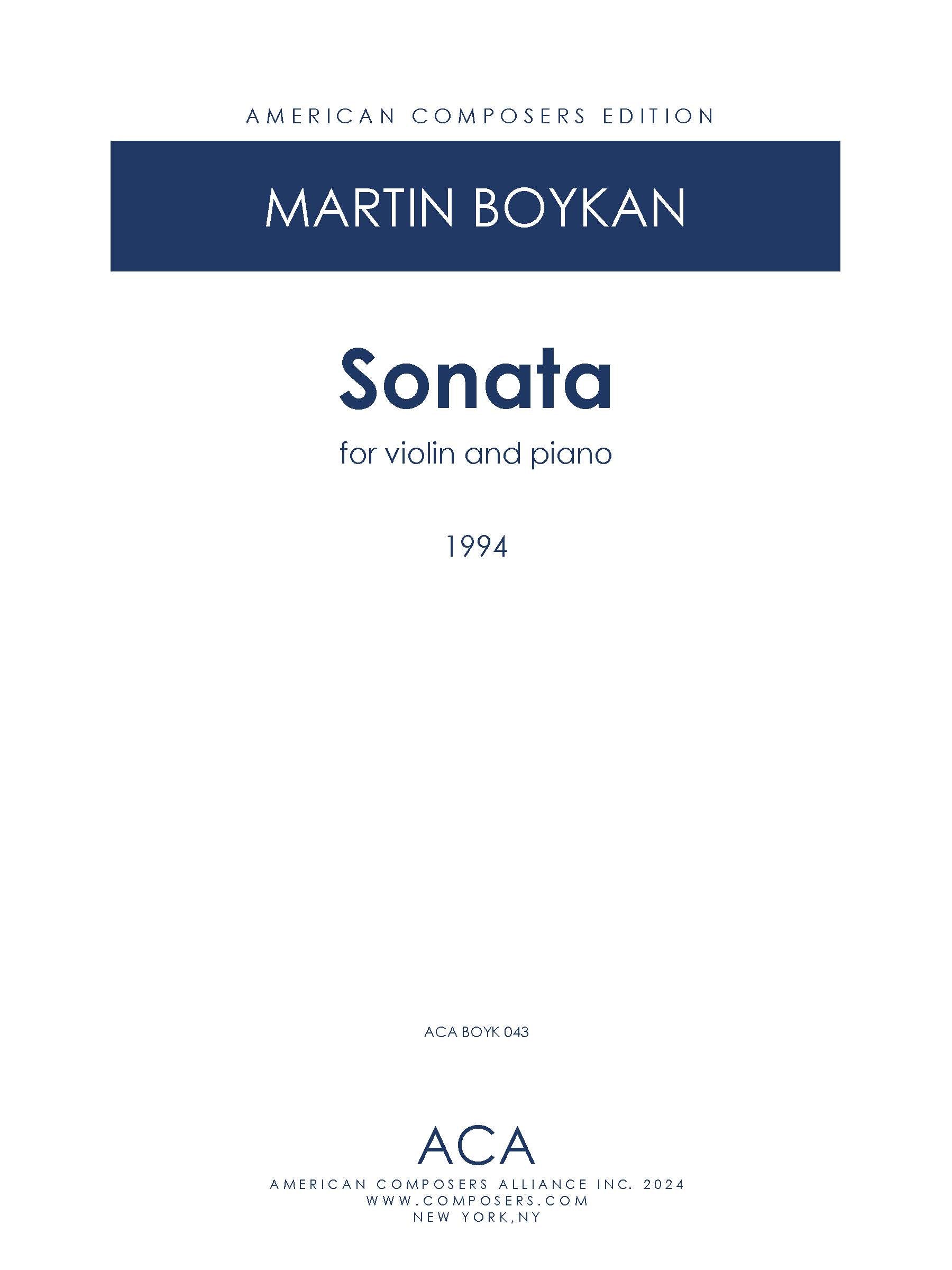 Sonata for Violin and Piano – American Composers Alliance