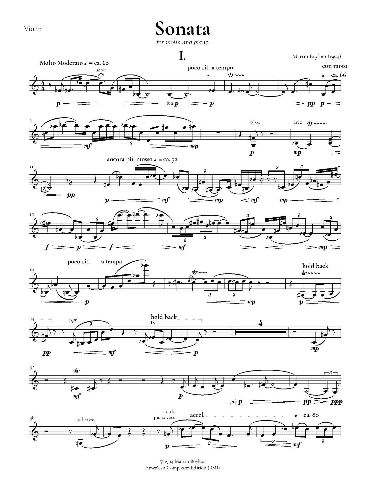 Sonata for Violin and Piano