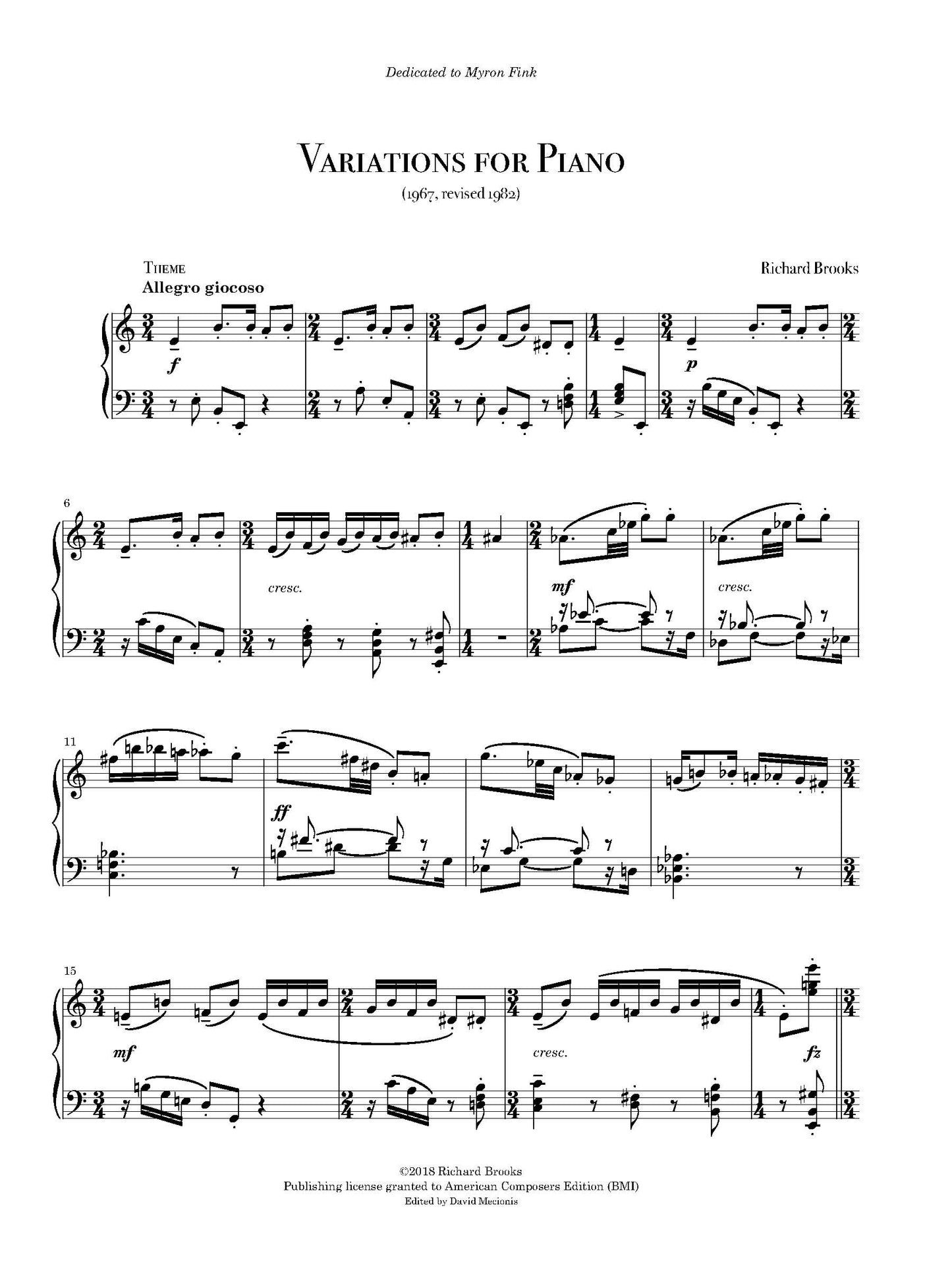 Variations For Piano