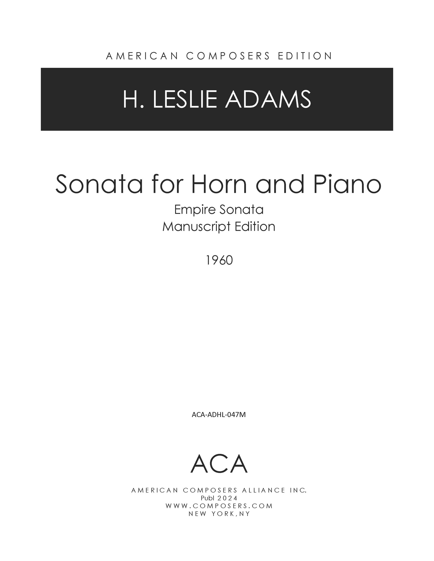 SONATA for Horn and Piano: EMPIRE (Manuscript)