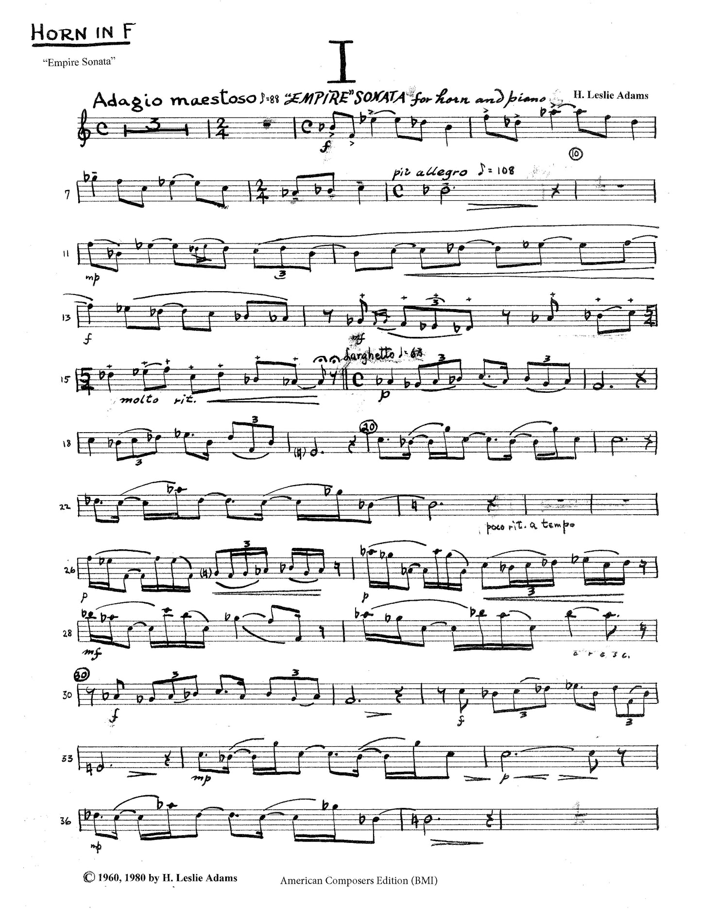 SONATA for Horn and Piano: EMPIRE (Manuscript)