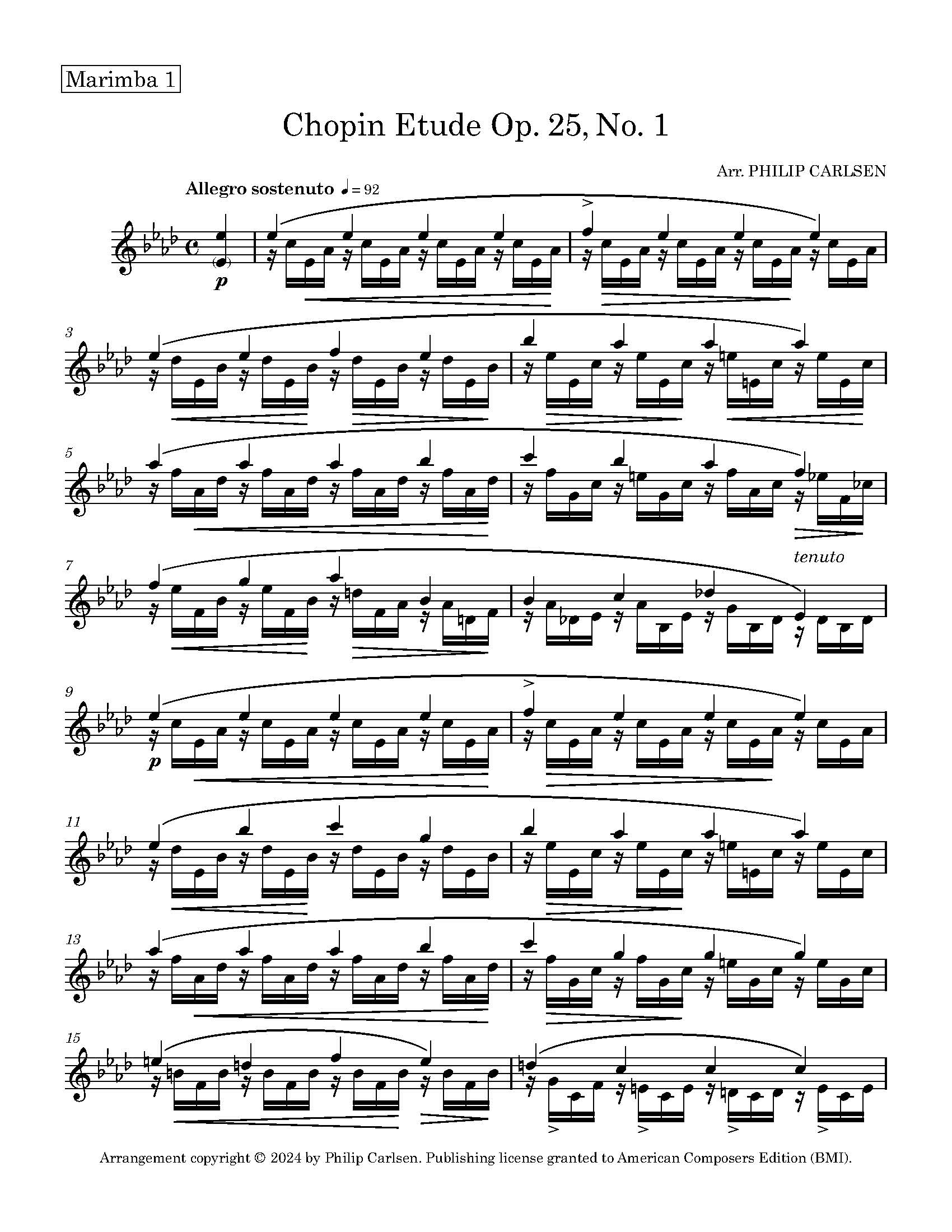 Chopin: Etude Op. 25, No. 1 for Marimba Four-Hands – American