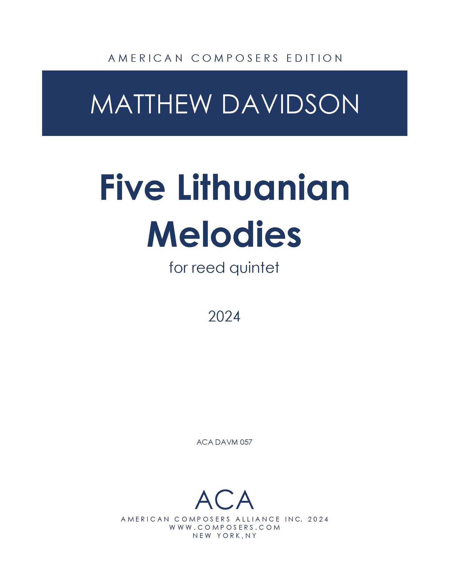 Five Lithuanian Melodies for Reed Quintet