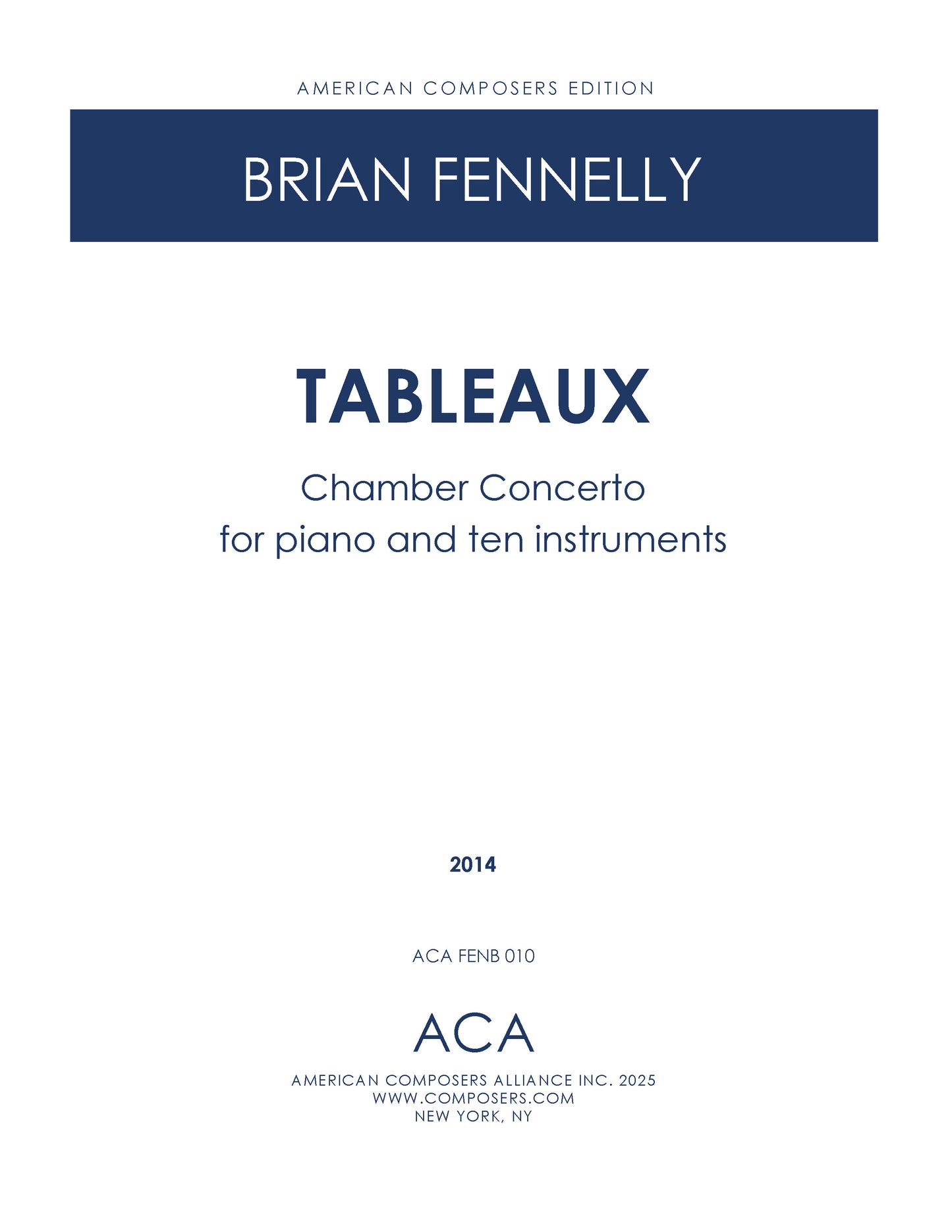 Tableaux: Chamber Concerto for Piano and 10 Instruments