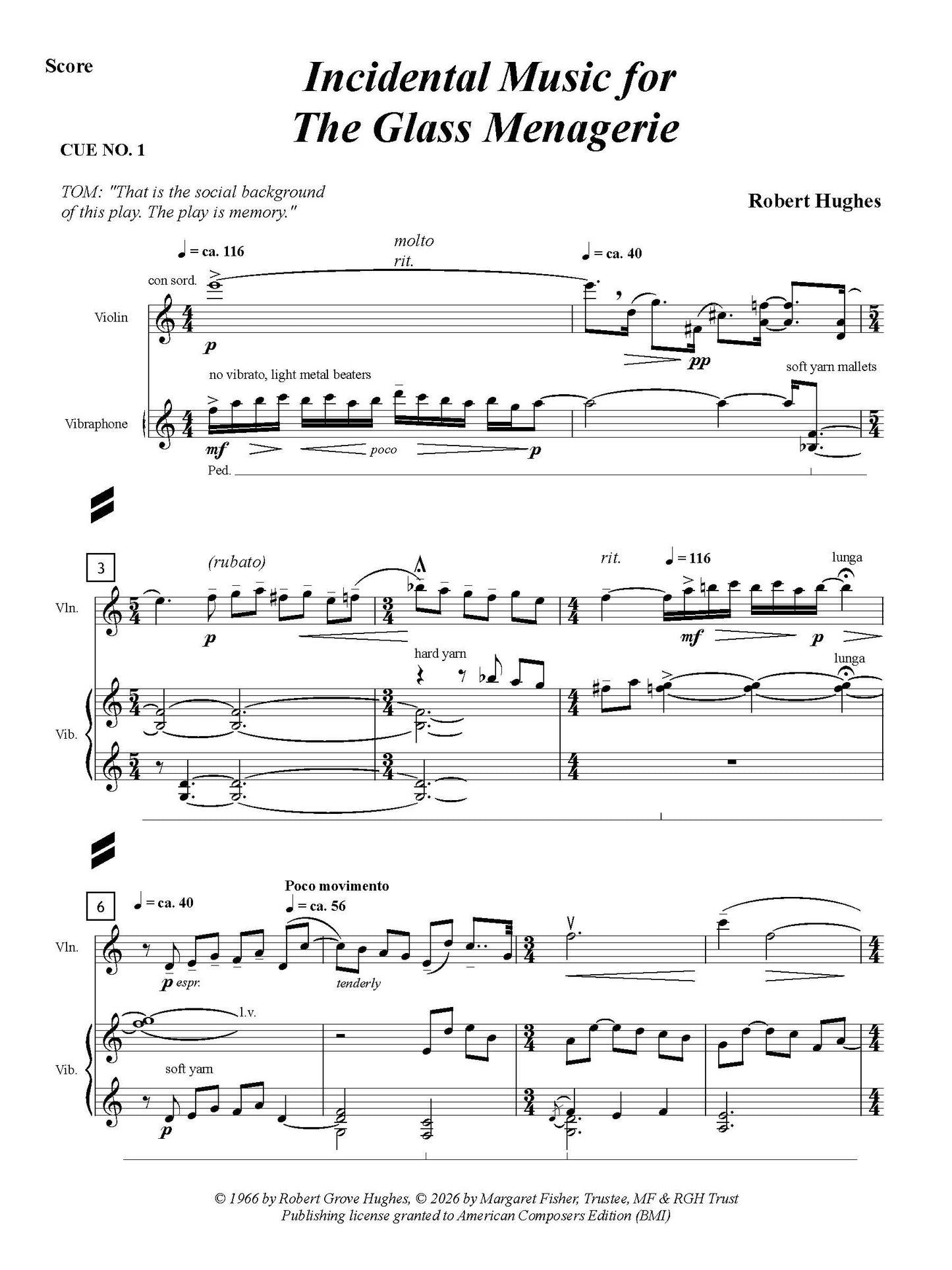 Incidental Music for The Glass Menagerie